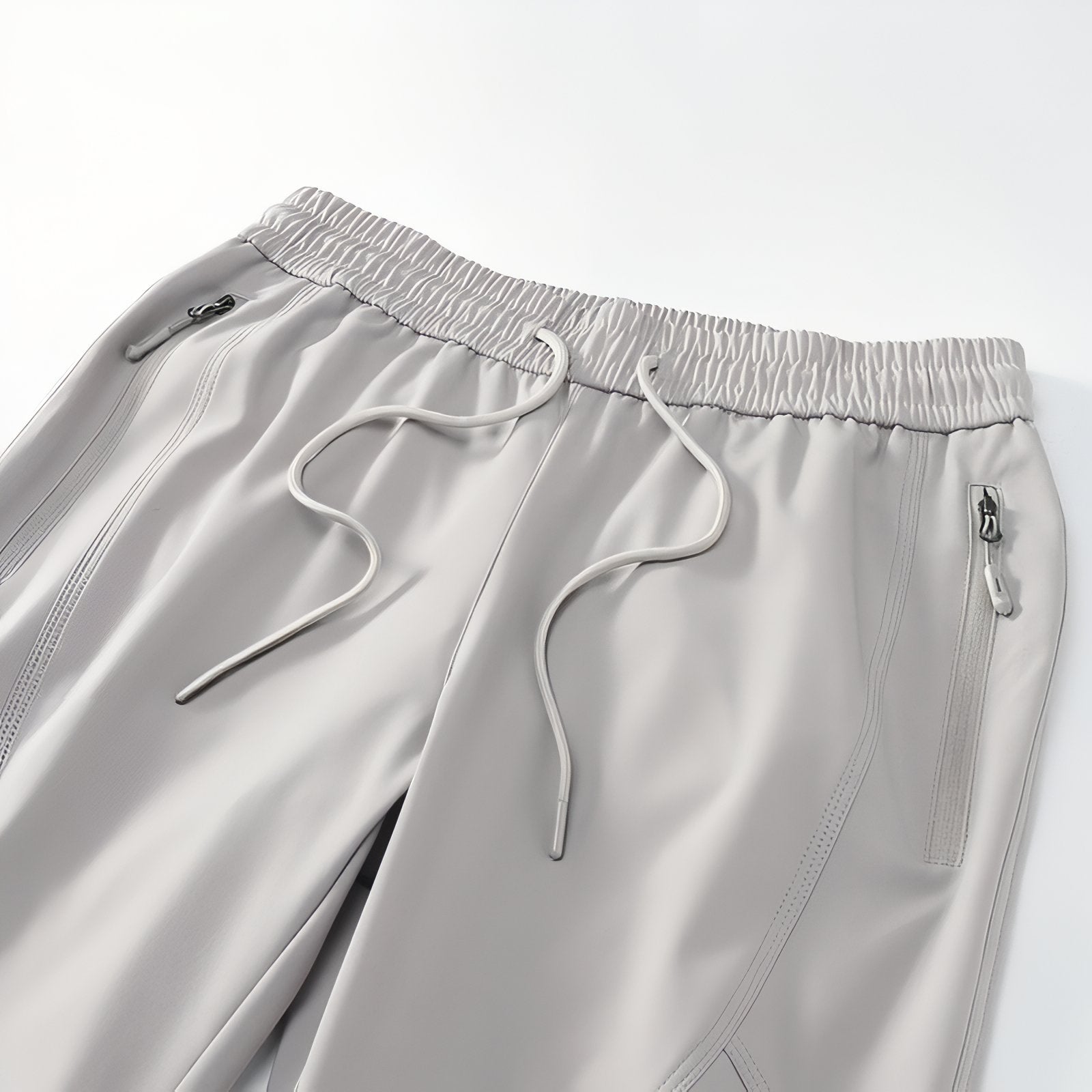 Pantalon Léger Randonnée Femme gros plan fermeture zippée - Rose Poudré - Noir - Gris Clair