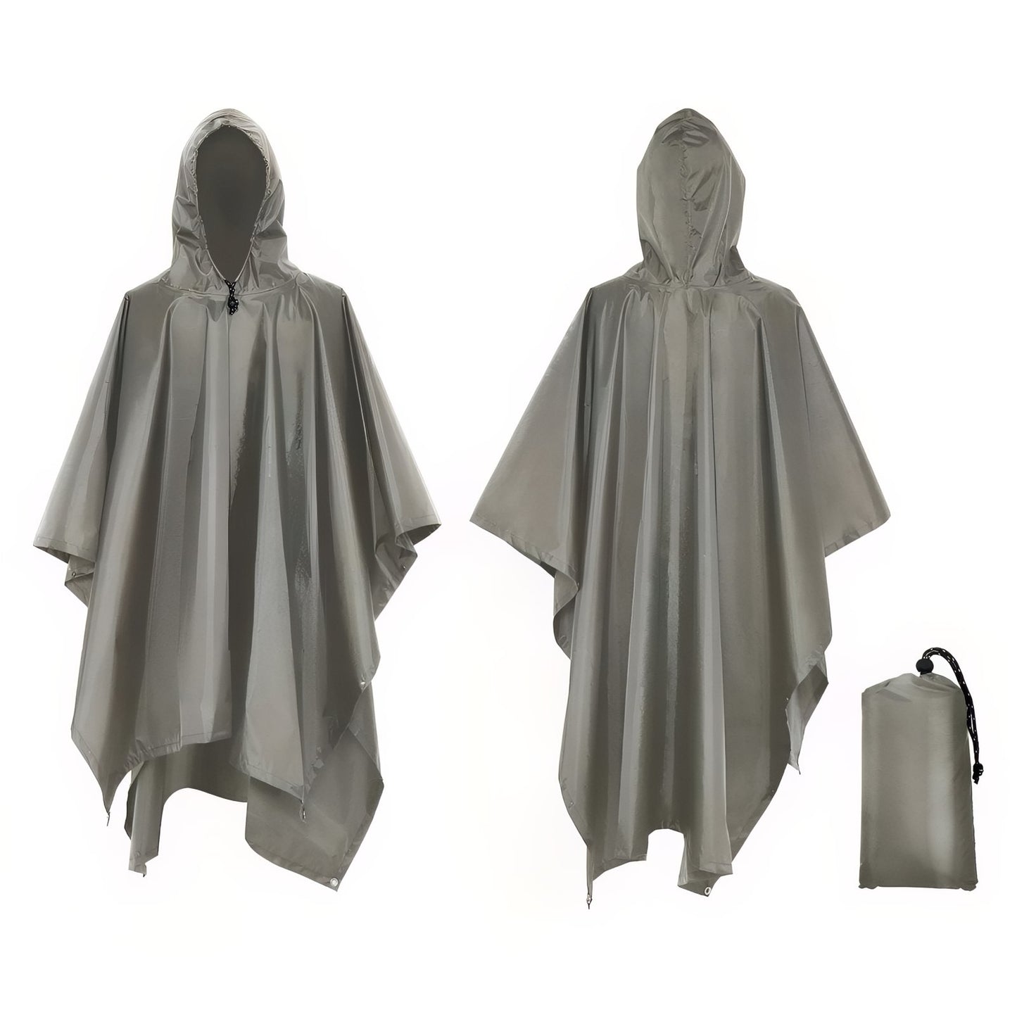 Poncho Imperméable de Randonnée vue avant et arrière - Gris Foncé