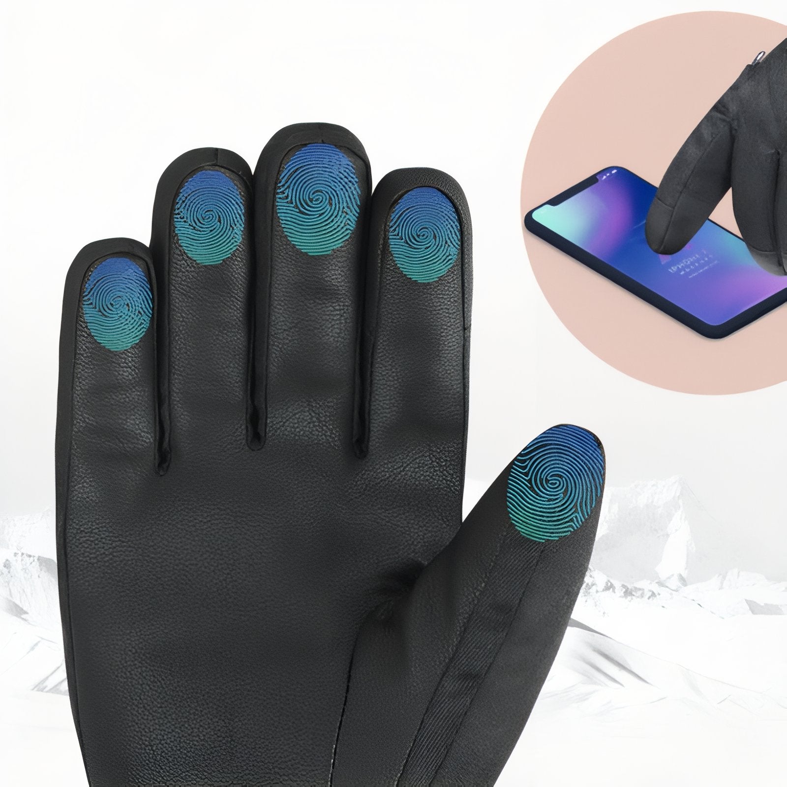 Gants Pour Ski de Randonnée gros plan doigts tactiles - Blanc et Noir - Gris et Noir - Noir Ébène