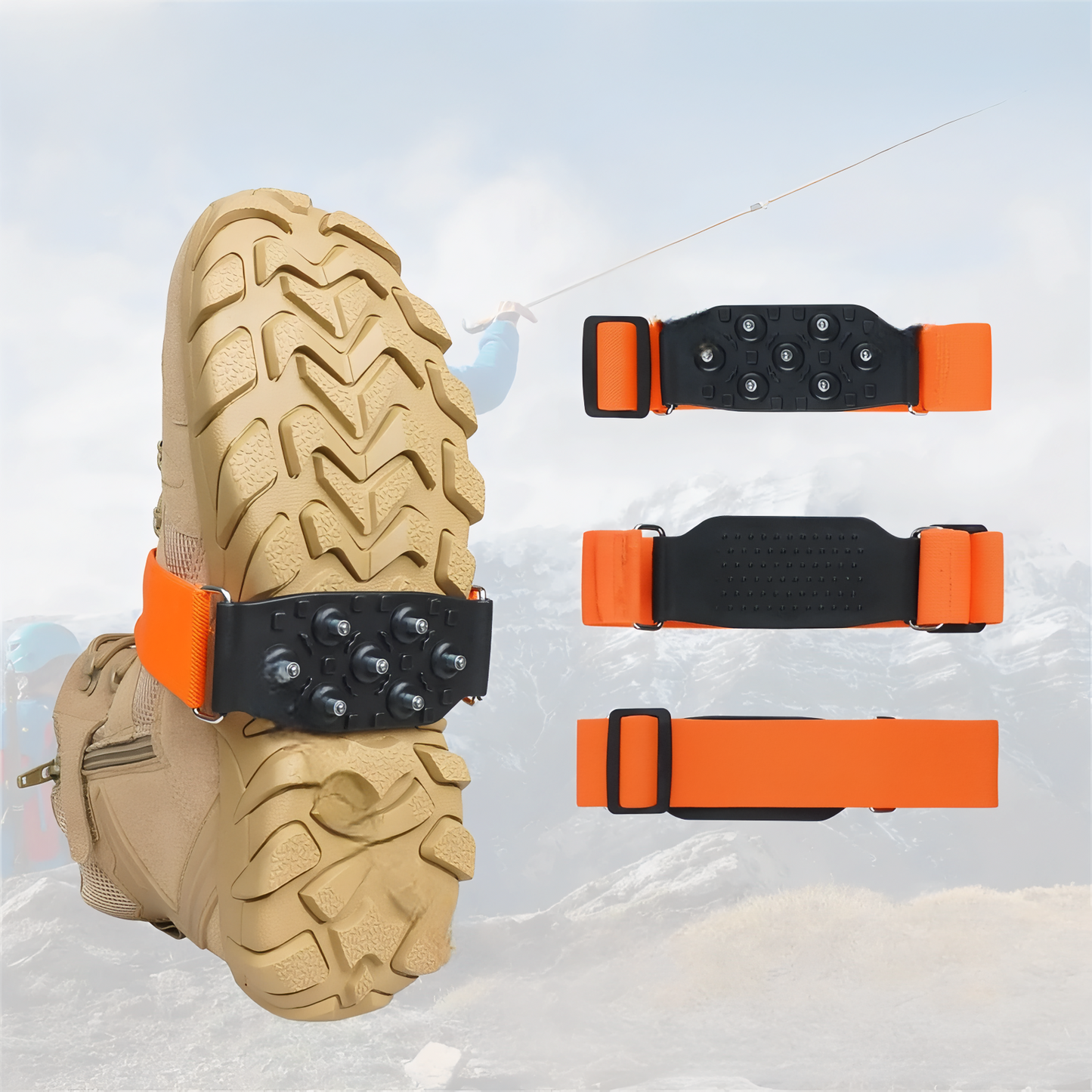 Mini Crampons Randonnée 7 Dents mise en situation chaussure - S - M