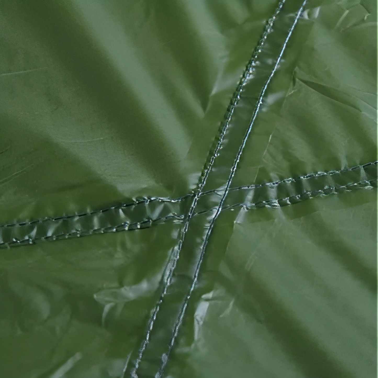 Tente Dôme 2 Places gros plan couture - Jaune et Gris - Vert Olive et Jaune