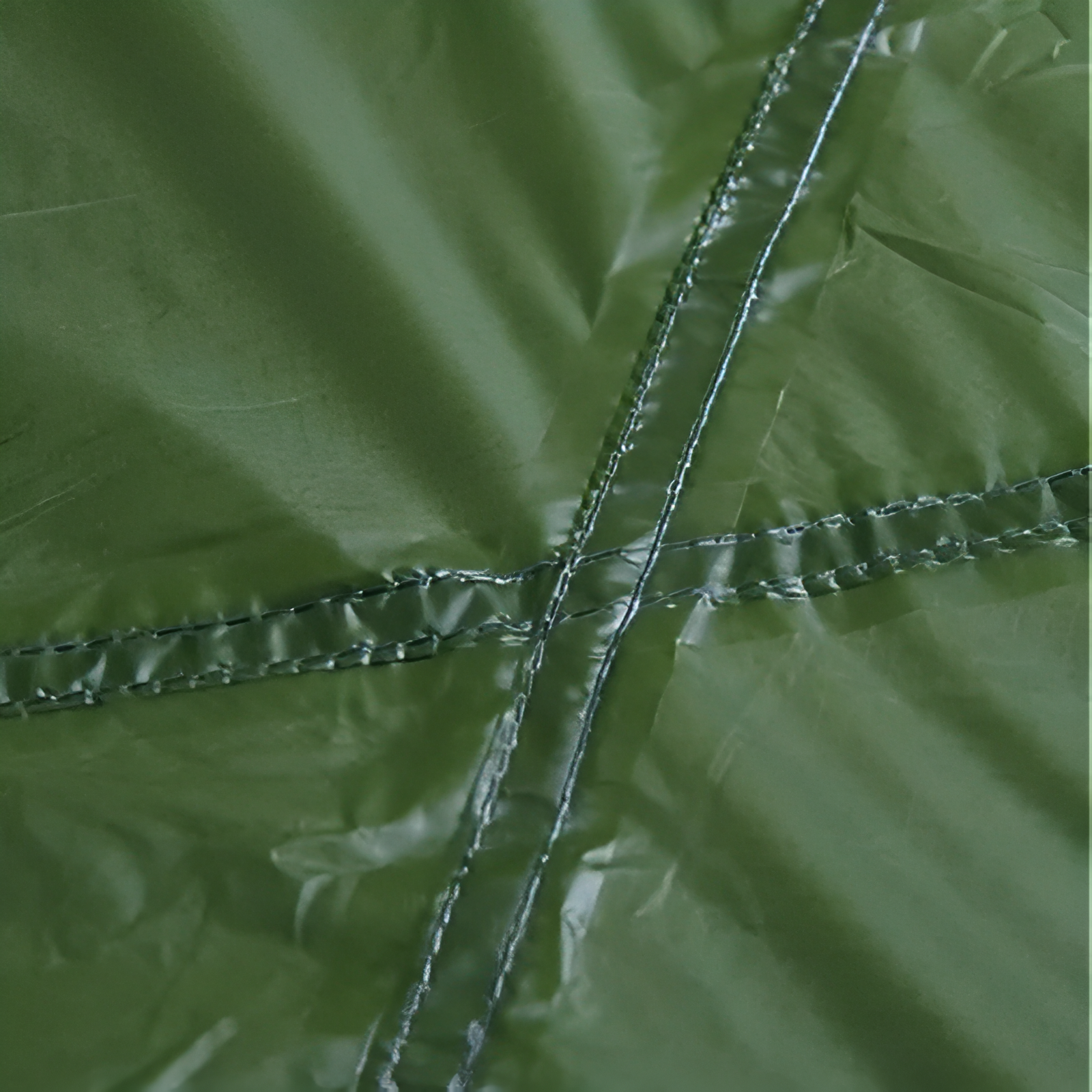 Tente Dôme 2 Places gros plan couture - Jaune et Gris - Vert Olive et Jaune