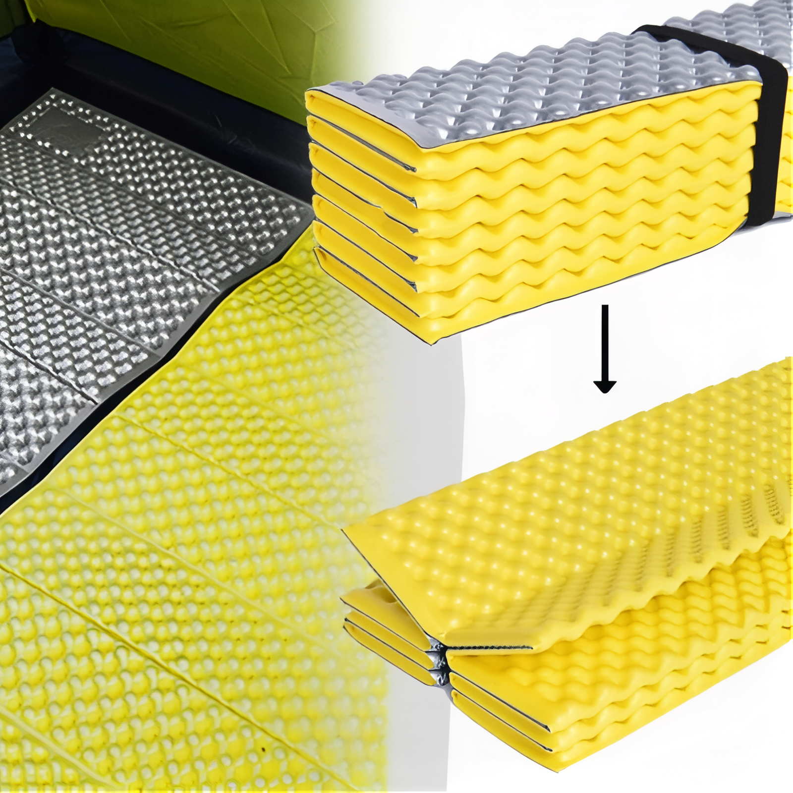 Matelas Pliable Randonnée gros plan pliage matelas - Jaune - Marron Foncé