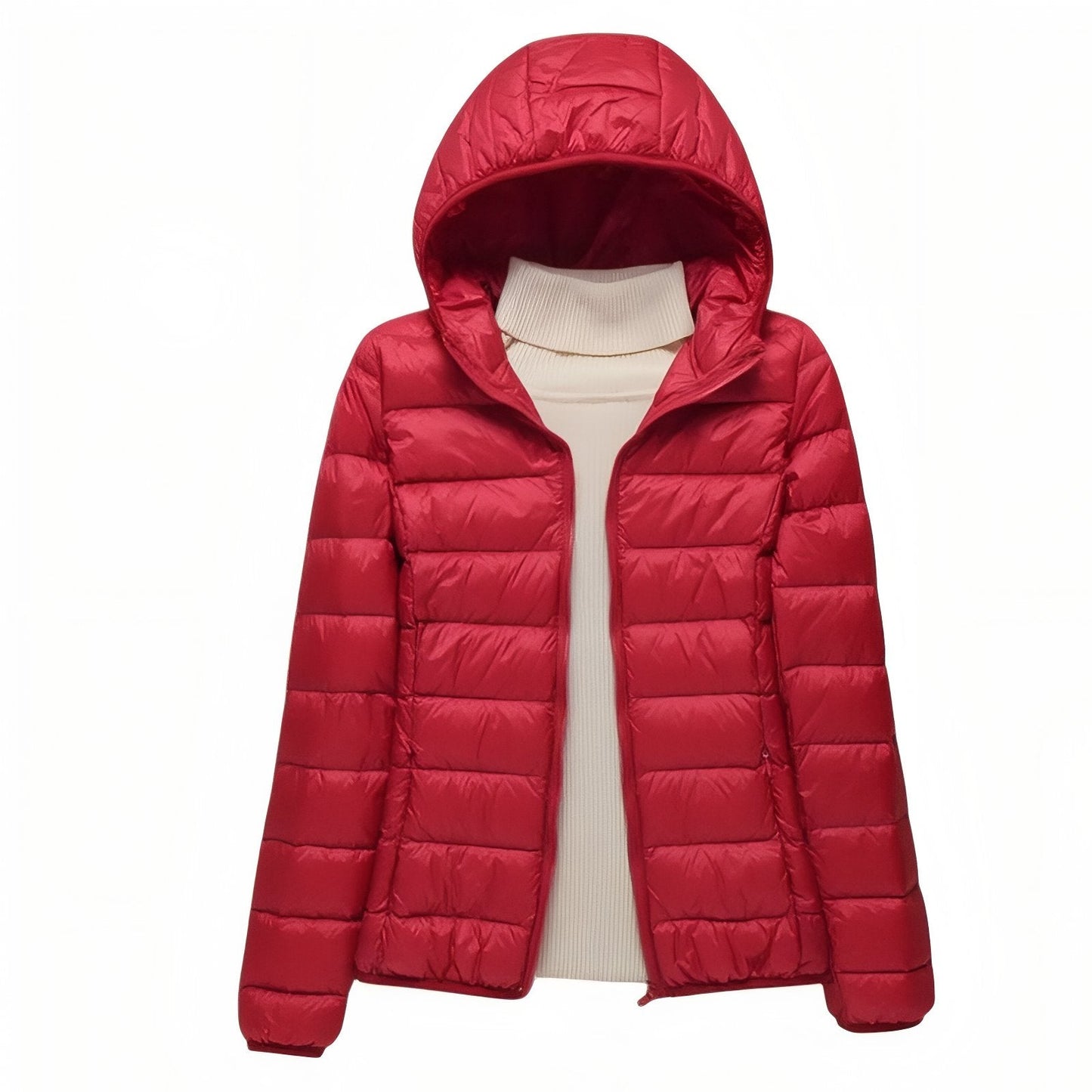 Doudoune Randonnée Compressible Femme veste avec capuche - Rouge