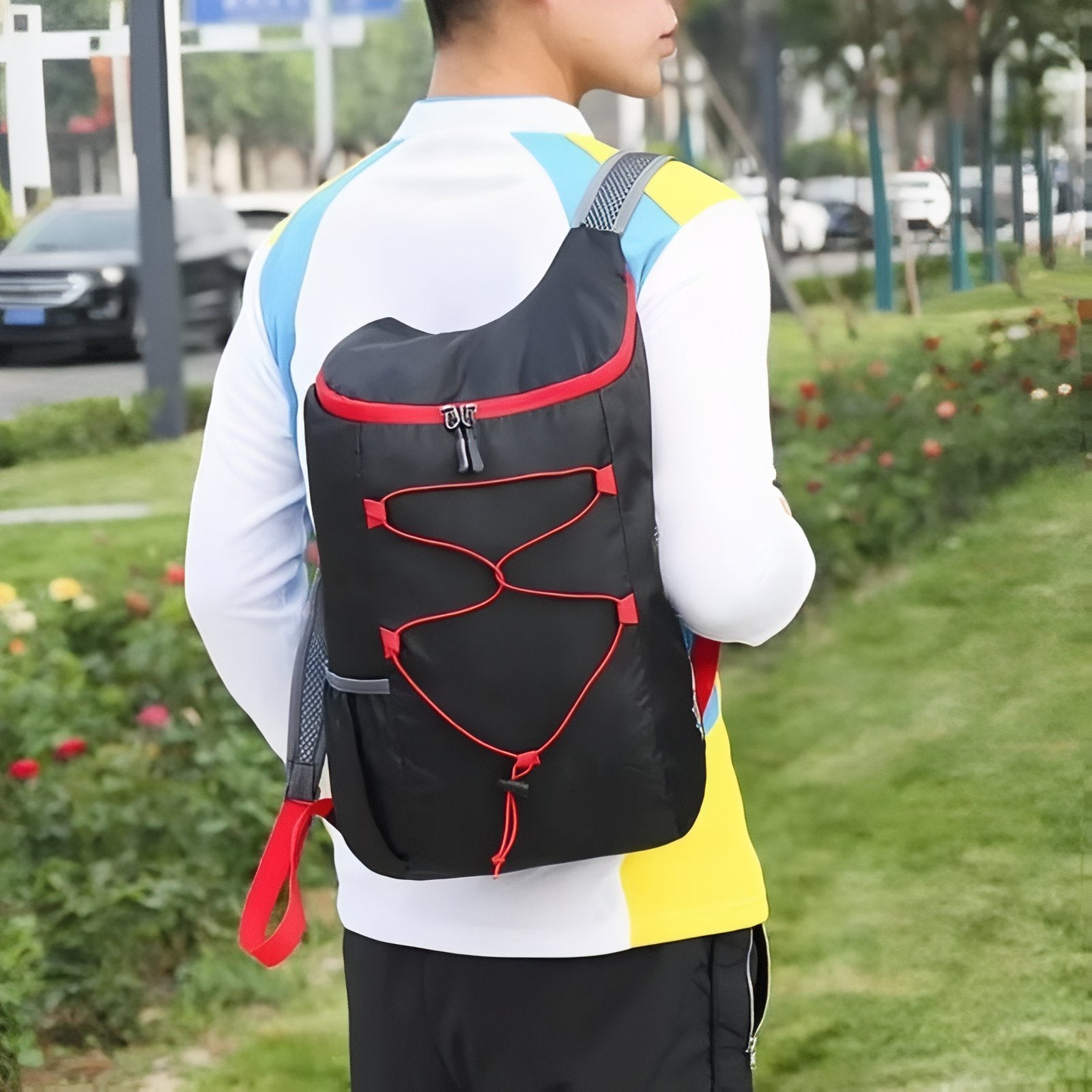 Sac à Dos Pliable Randonnée 20L portée sur le dos - Noir et Rouge - Bleu Marine et Orange - Gris et Bleu