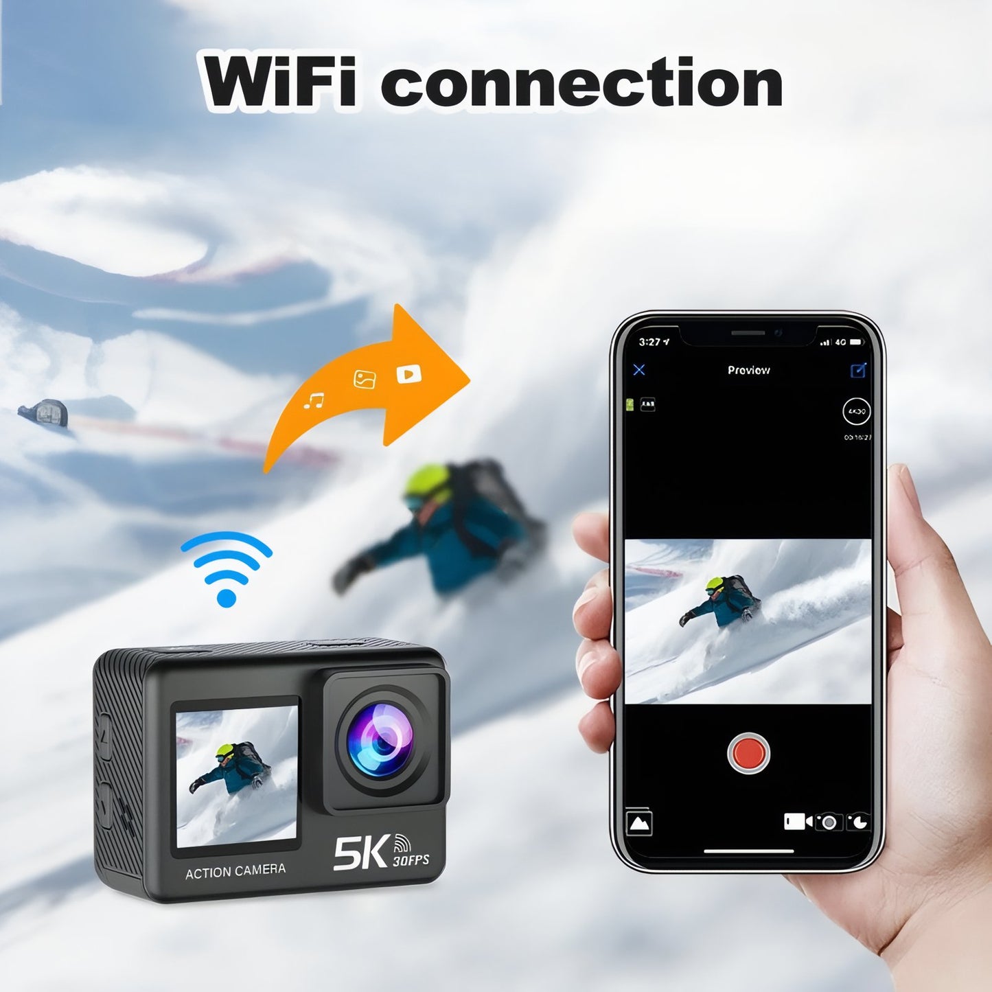 Caméra Pour Randonnée 5K utilisation avec smartphone - Sans Microphone - Avec Microphone