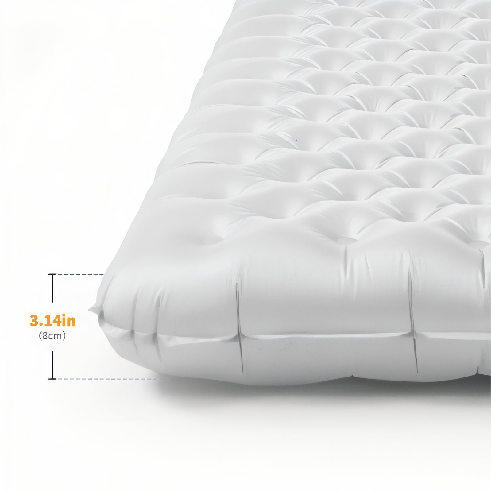Matelas Gonflable Randonnée Ultra Léger gros plan épaisseur - Beige Sable - Blanc