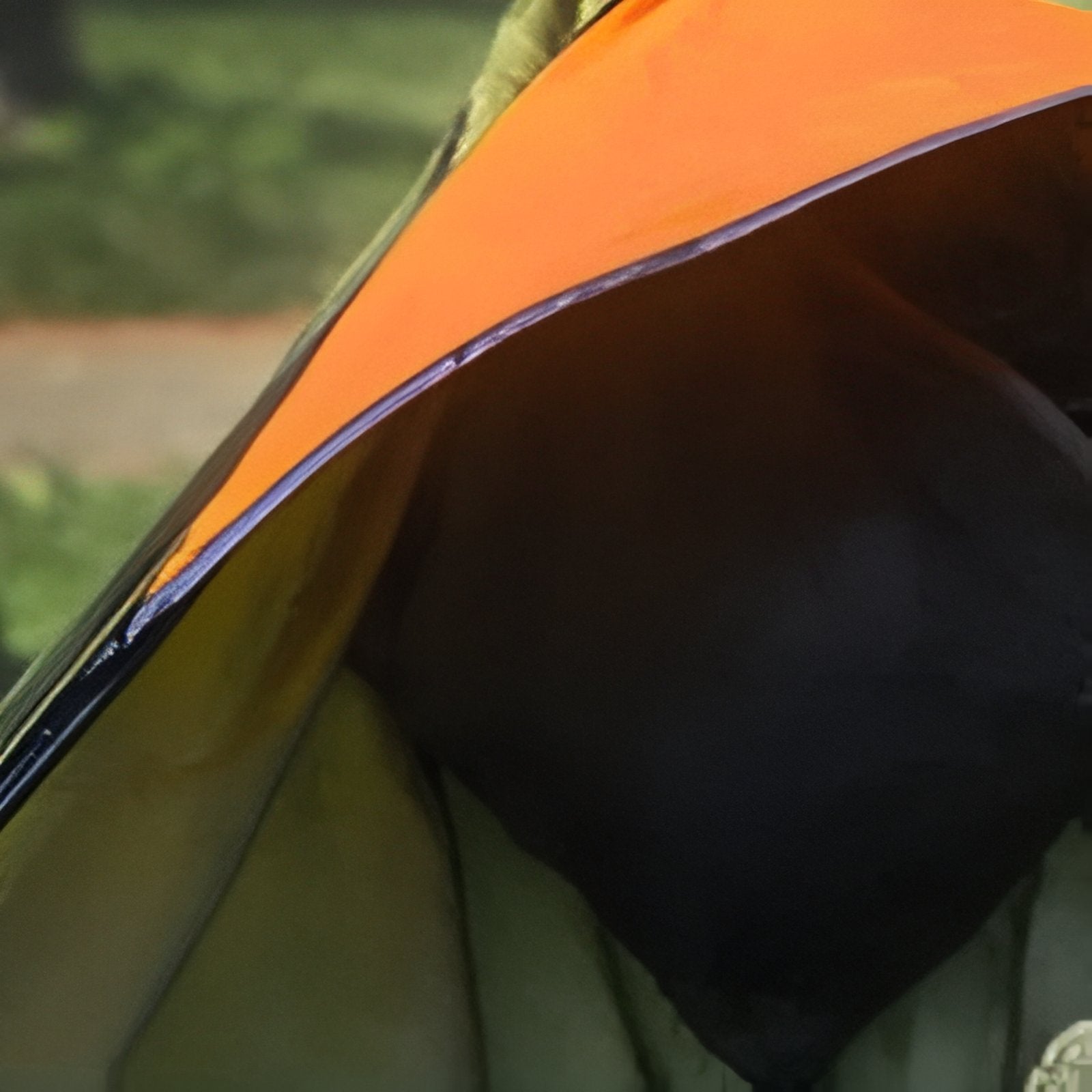 Hamac Moustiquaire Randonnée gros plan partie supérieure - Vert Olive et Orange