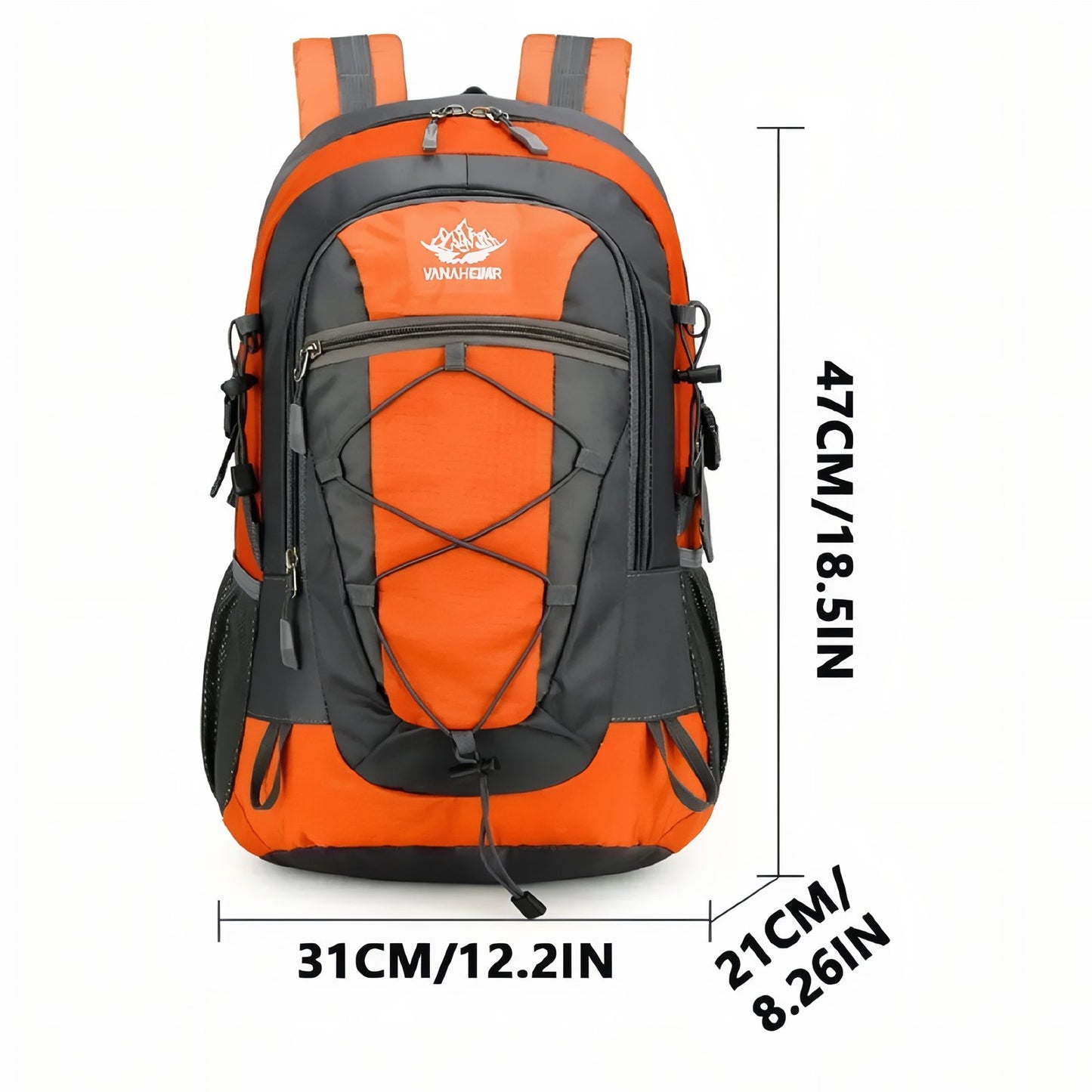 Sac à Dos Léger Pour Randonnée 30L guide des dimensions - Orange et Gris - Vert Foncé et Gris - Gris Foncé et Bleu Marine - Bleu et Gris - Rouge et Gris - Noir Charbon