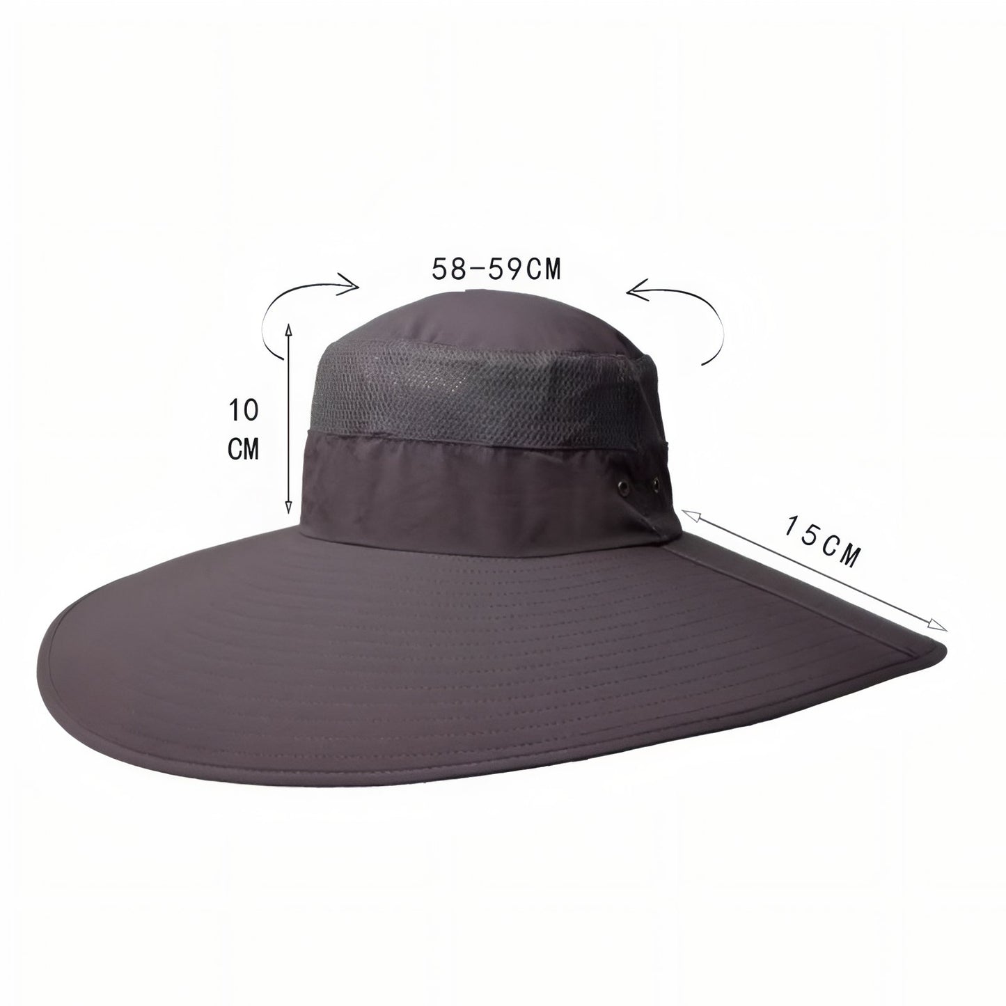 Chapeau Randonnée Anti-UV Homme guide des dimensions - Vert Olive - Noir - Gris - Beige - Gris Clair - Bleu Marine