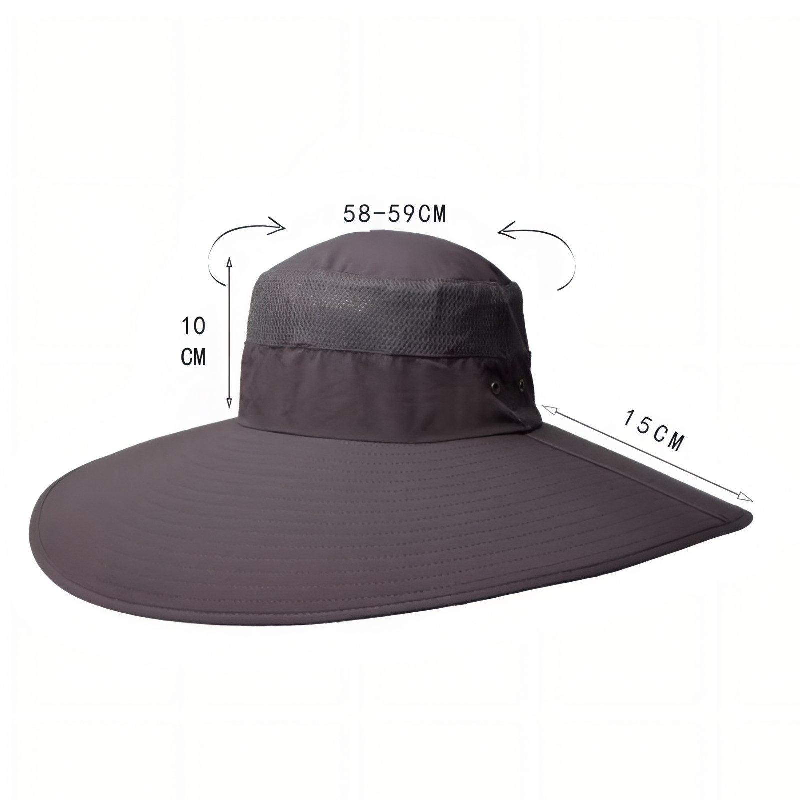 Chapeau Randonnée Anti-UV Homme guide des dimensions - Vert Olive - Noir - Gris - Beige - Gris Clair - Bleu Marine
