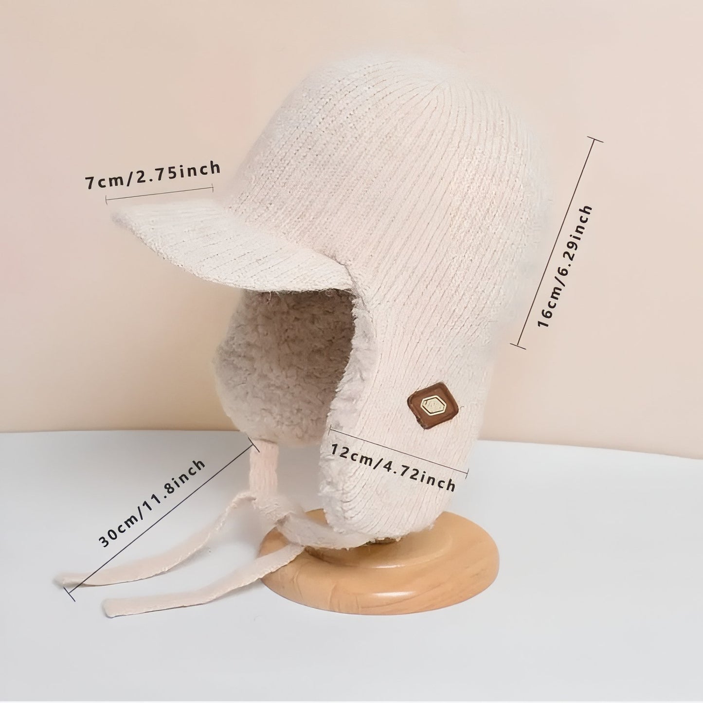 Bonnet Bombardier guide des dimensions - Beige - Marron Clair - Noir Ébène - Crème