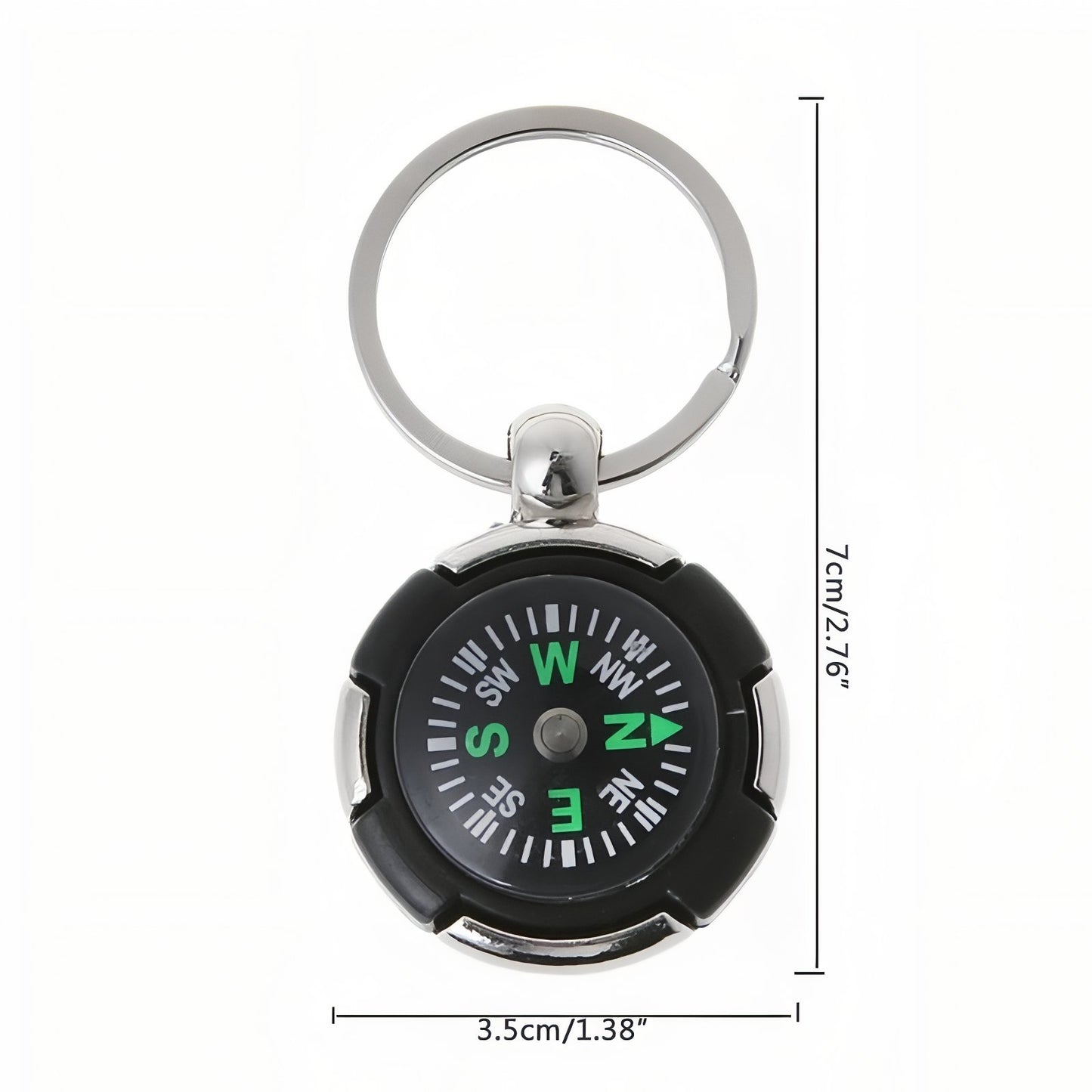 Boussole Porte Clé dimensions indiquées - Noir