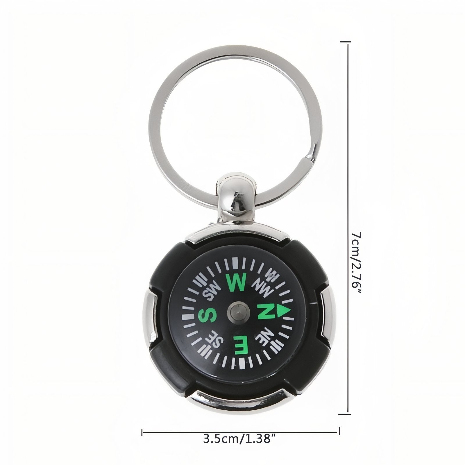 Boussole Porte Clé dimensions indiquées - Noir