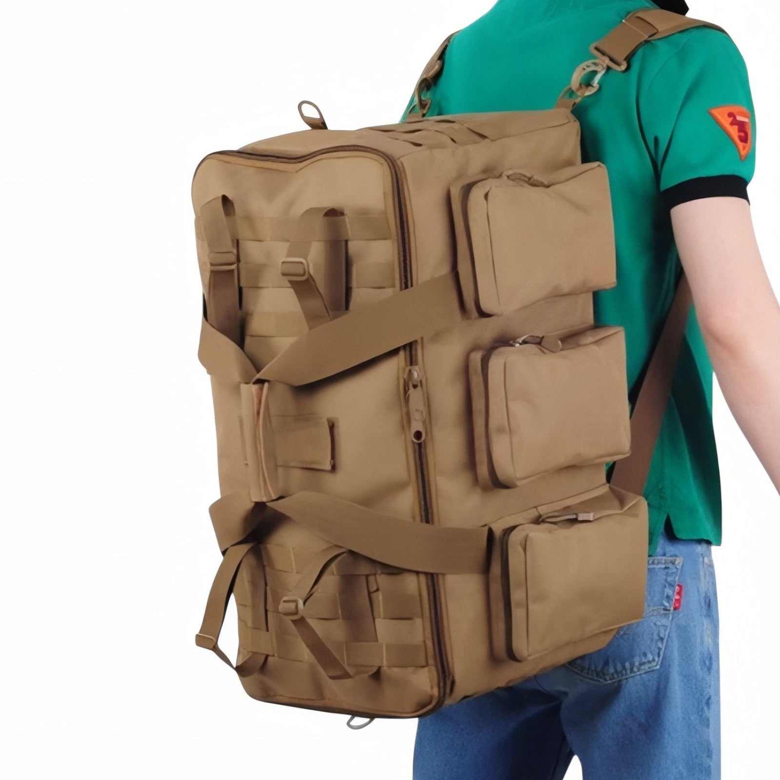 Sac De Transport Militaire 55L portée sur le dos - Camel - Vert Olive - Noir