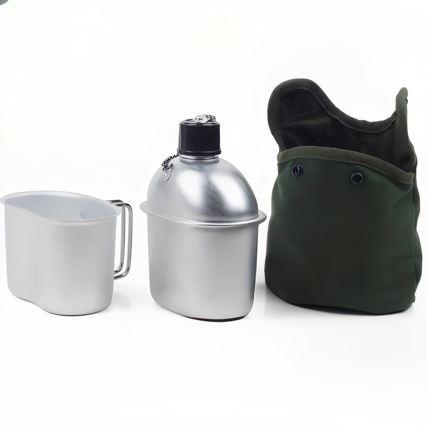 Kit Gourde Randonnée Aluminium trois articles alignés - Gourde + Tasse + Housse