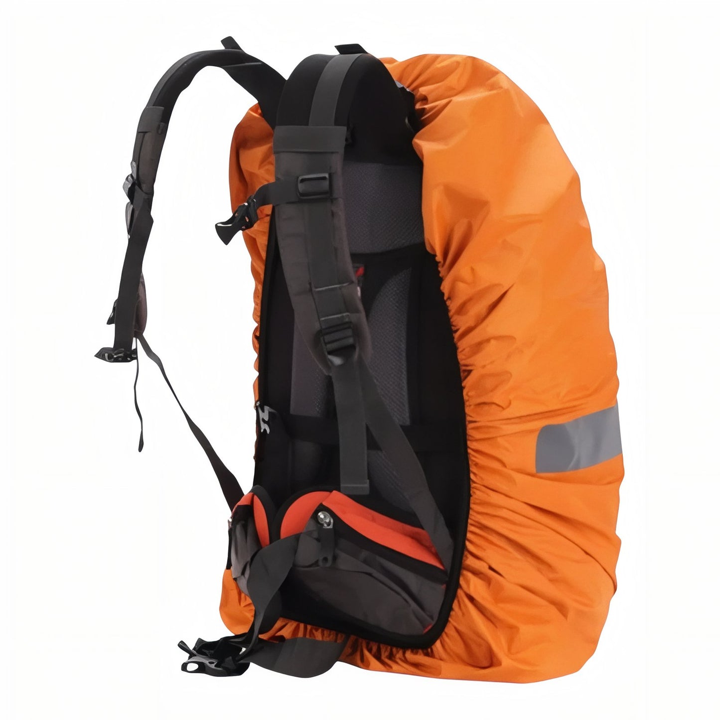 Housse Anti-Pluie Pour Sac de Randonnée 20-60L gros plan sur le sac - Vert Olive - Vert Fluo - Bleu - Noir - Orange Fluo