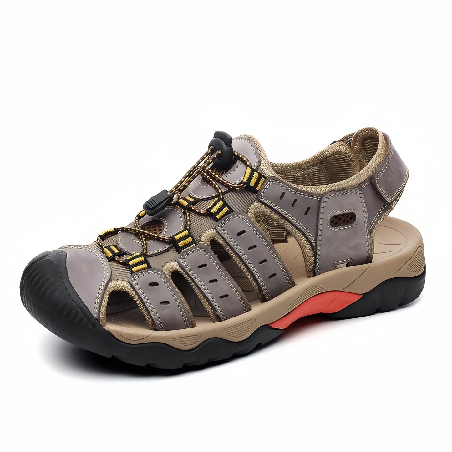 Sandales Randonnée Cuir Homme - Marron et Beige