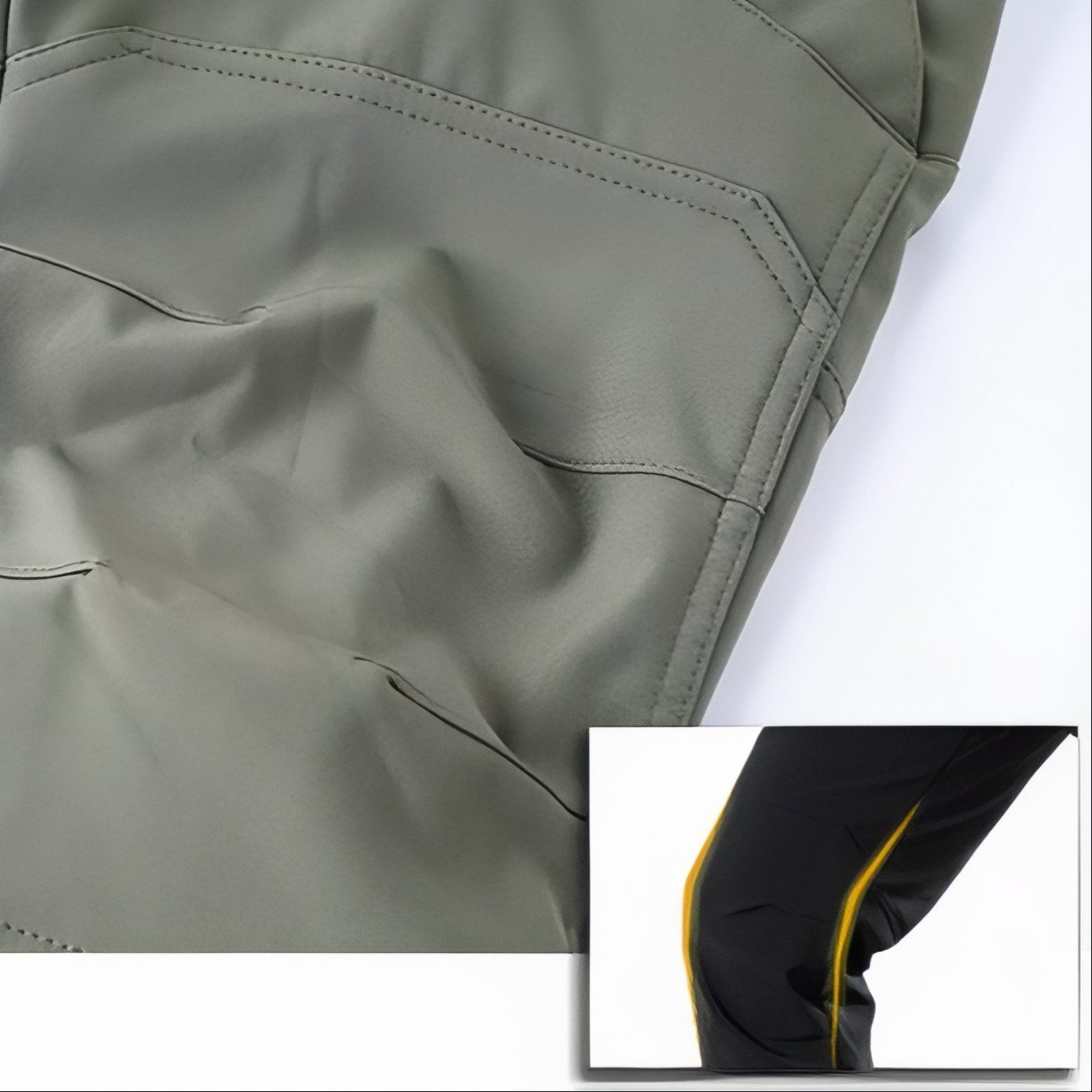 Pantalon Multi Poches Randonnée Homme gros plan sur tissu - Vert Olive - Gris Foncé - Noir Profond - Beige Sable