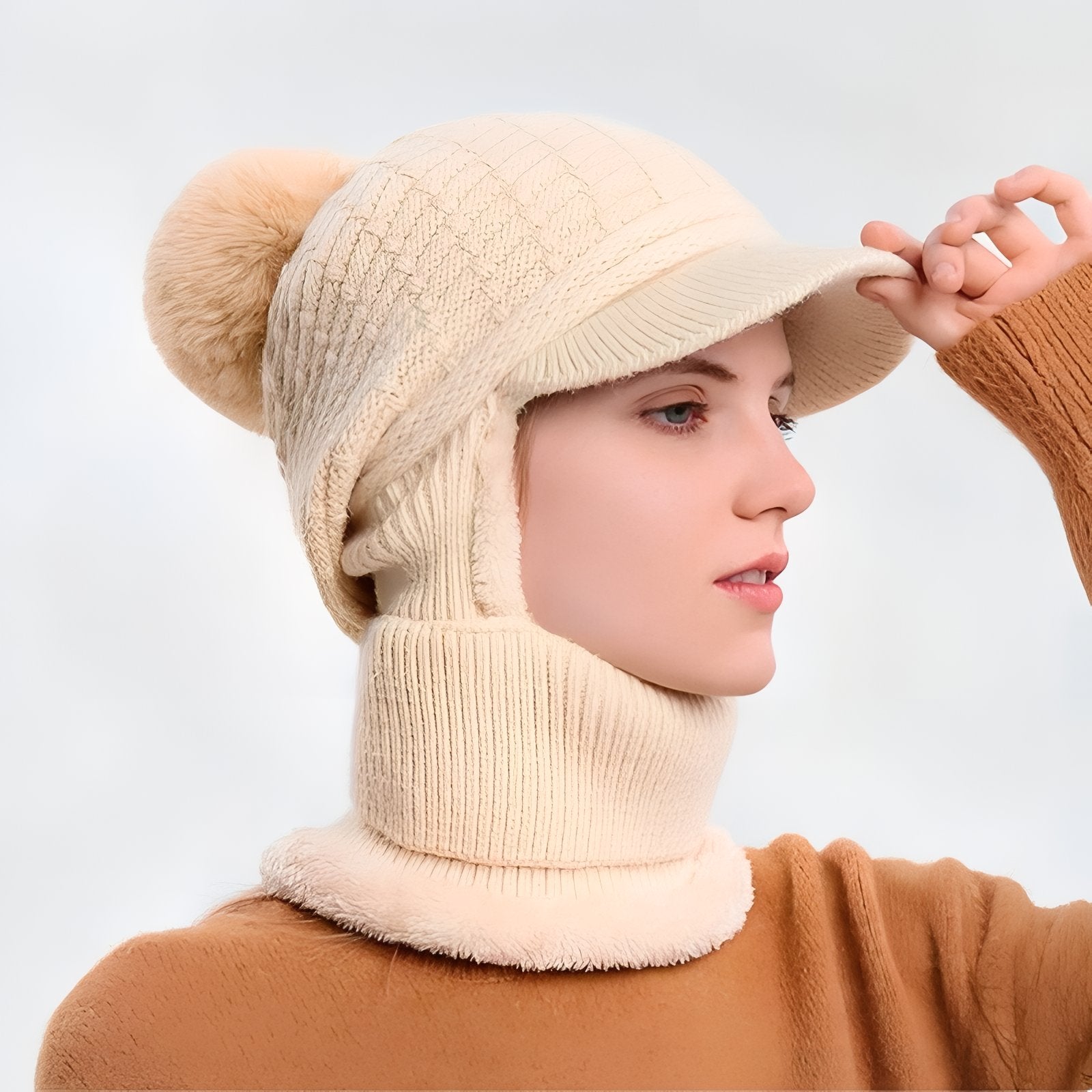 Bonnet Casquette Echarpe portée sur la tête - Violet Pâle - Rose Poudré - Gris Clair - Taupe - Beige Crème - Blanc - Noir