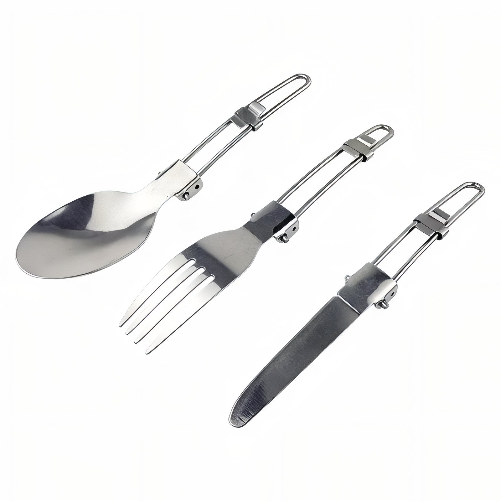Couvert Pliant Camping - Cuillère + Fourchette + Couteau