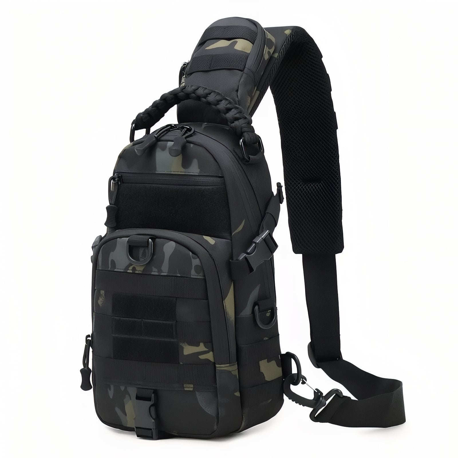 Sac Bandoulière Homme Pour Randonnée - Noir Camouflage