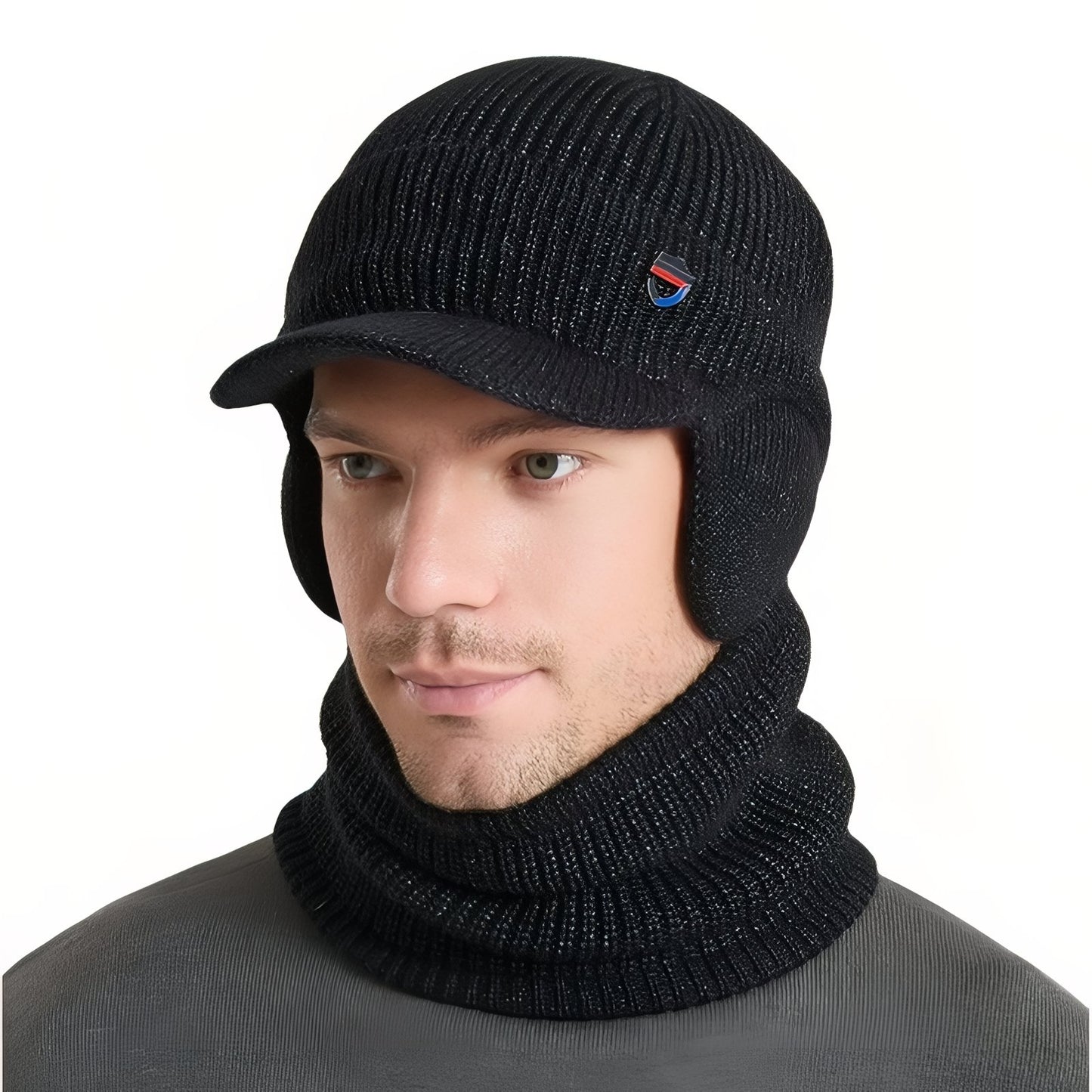 Casquette Cagoule Hiver Homme - Noir Tâcheté - 55-60cm
