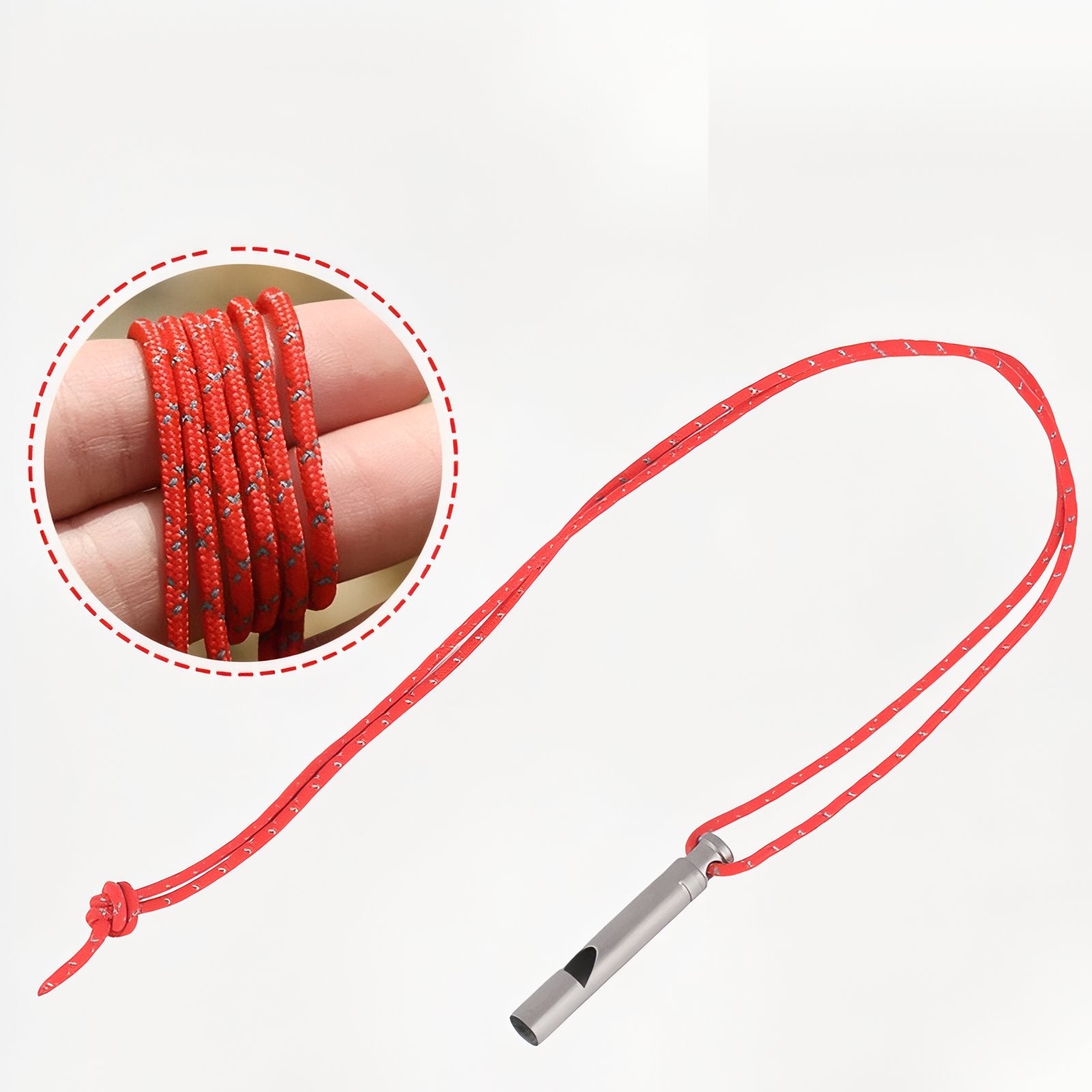Sifflet de Randonnée Titanium gros plan cordon rouge - Gris