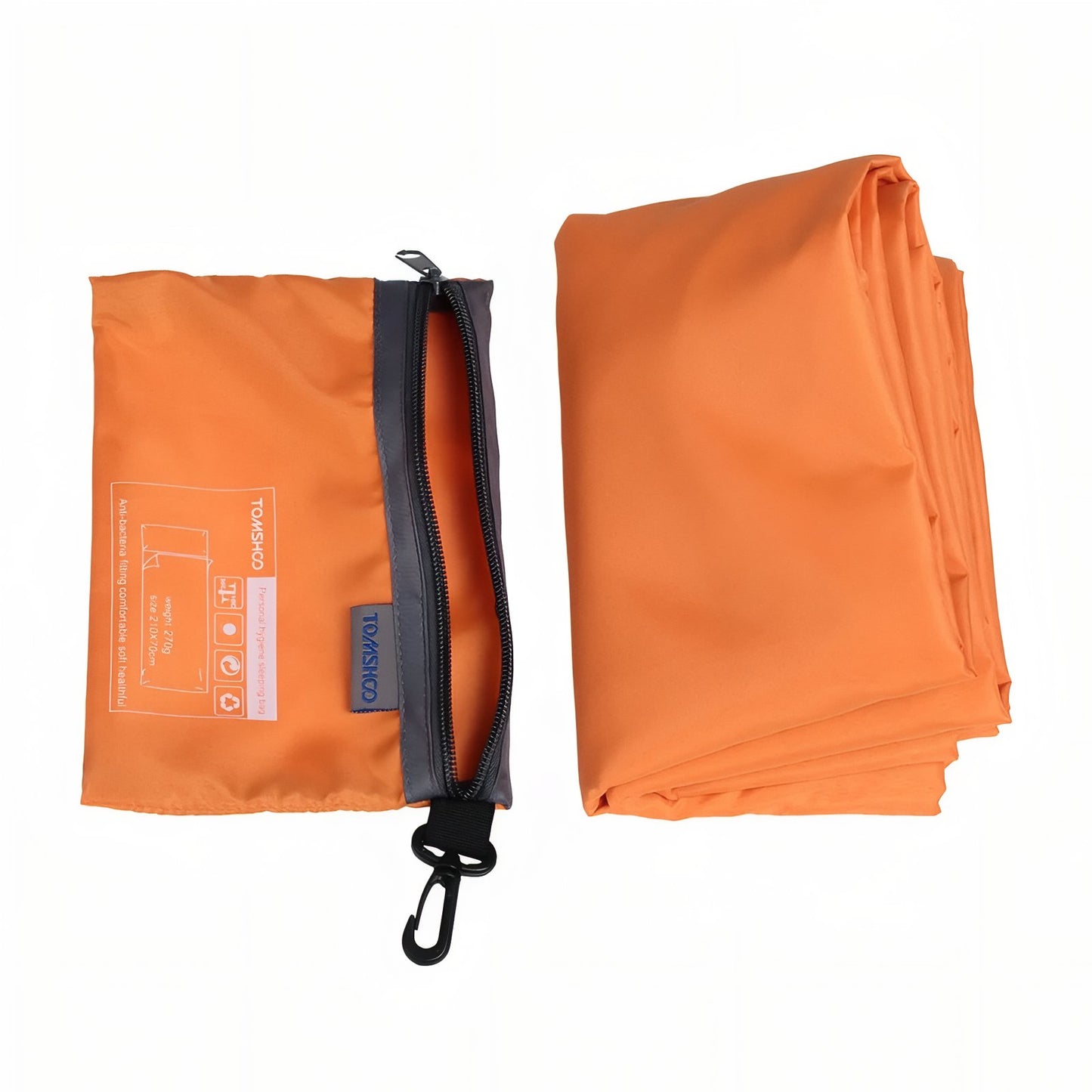Drap Housse Sac De Couchage 70*210CM gros plan fermeture zippée - Gris Clair - Bleu Ciel - Orange Fluo