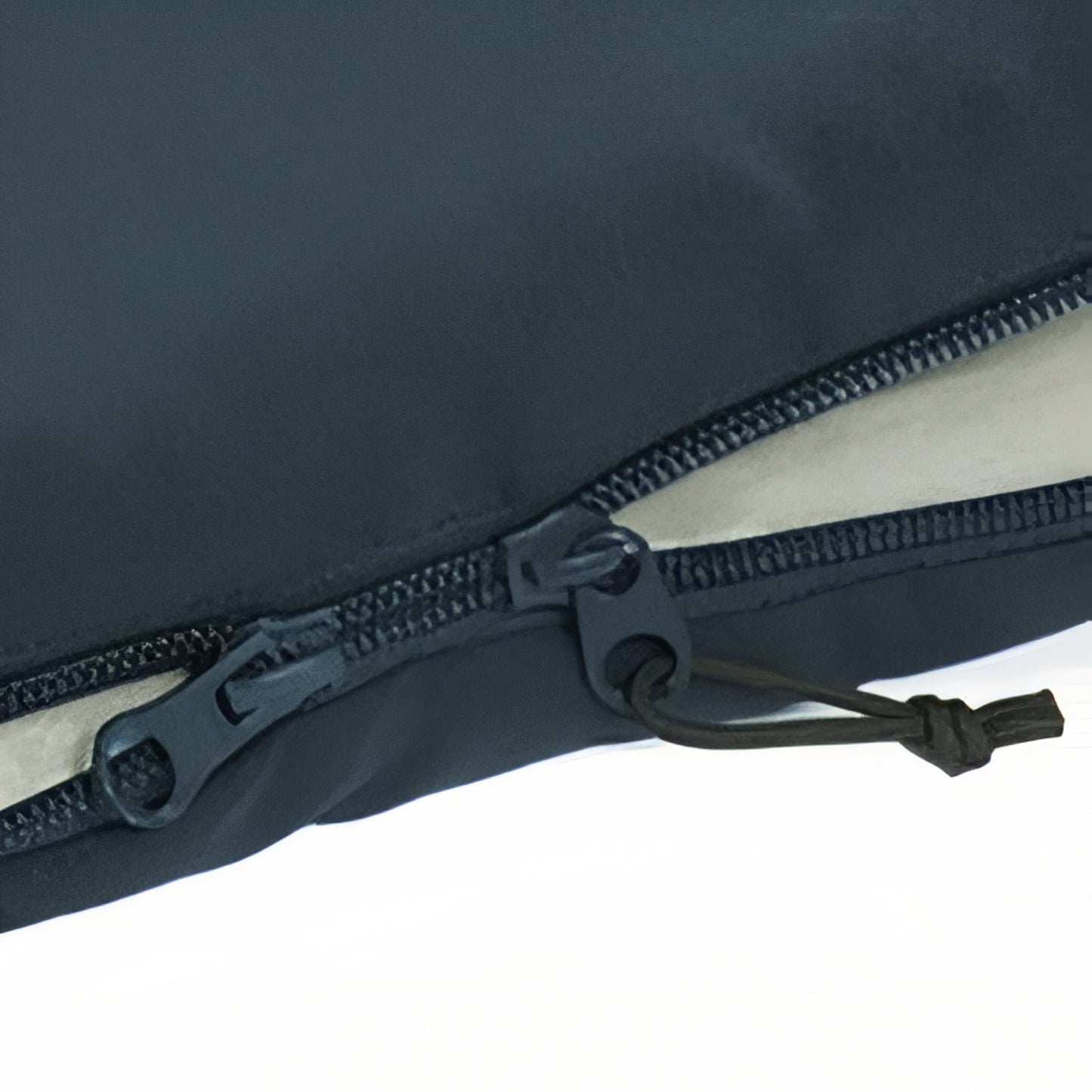 Sac De Couchage Été Léger & Compact gros plan fermeture zippée - Vert Olive - Bleu Foncé - Gris Foncé
