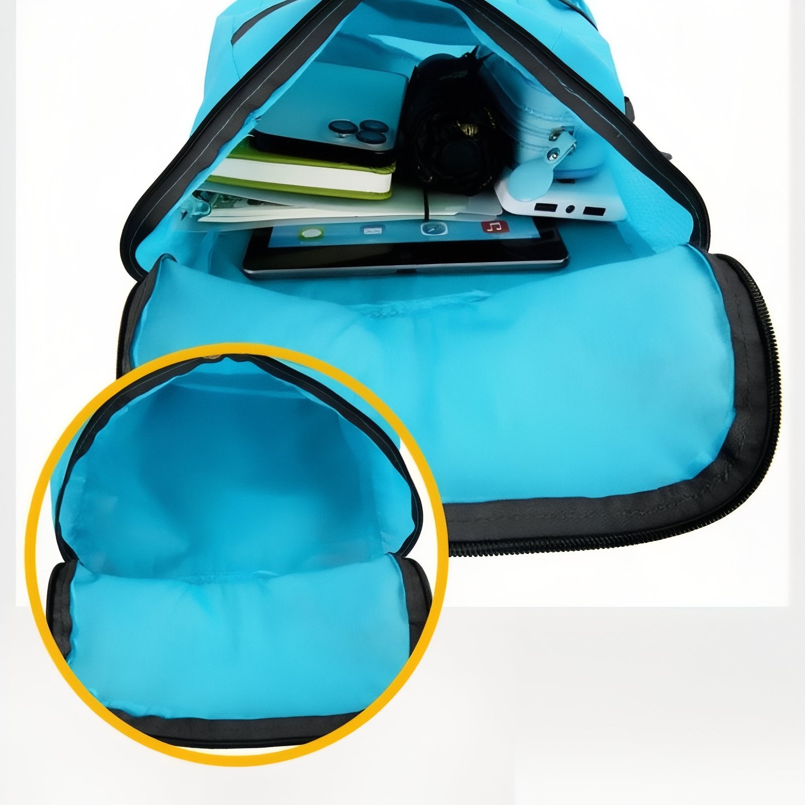 Sac à Dos Pliable Waterproof compartiment ouvert - Noir 1 - Noir 2 - Bleu - Fushia - Gris - Bleu ciel - Vert fluo