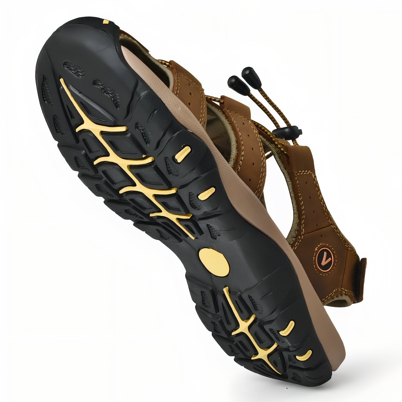 Sandales de Randonnée Homme Bout Fermé gros plan semelle - Marron et Beige - Vert Olive - Marron Clair - Noir et Rouge - Navy et Beige