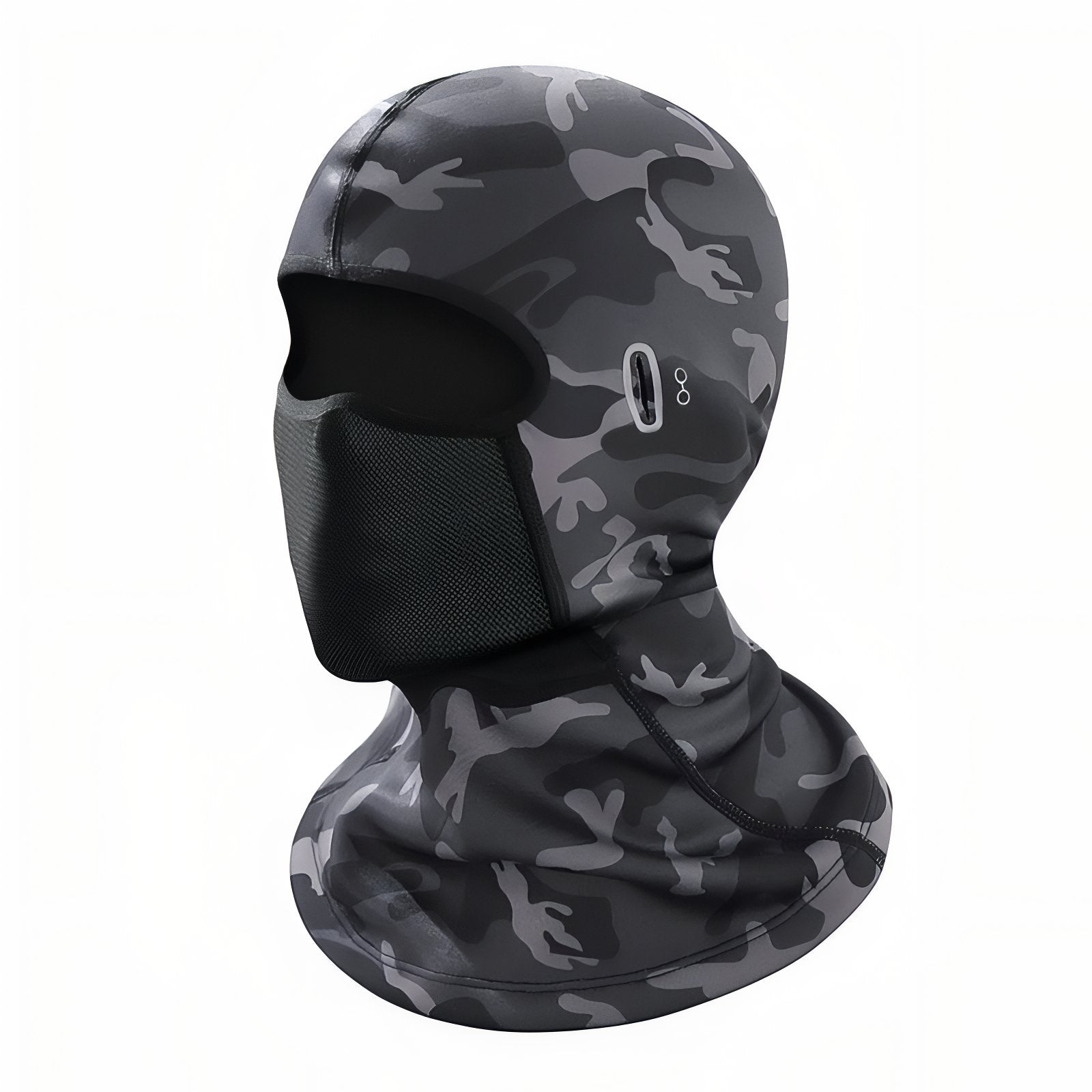 Cagoule Randonnée Hiver - Gris Camouflage Long (encoche oreilles pour lunettes) - 56-63cm