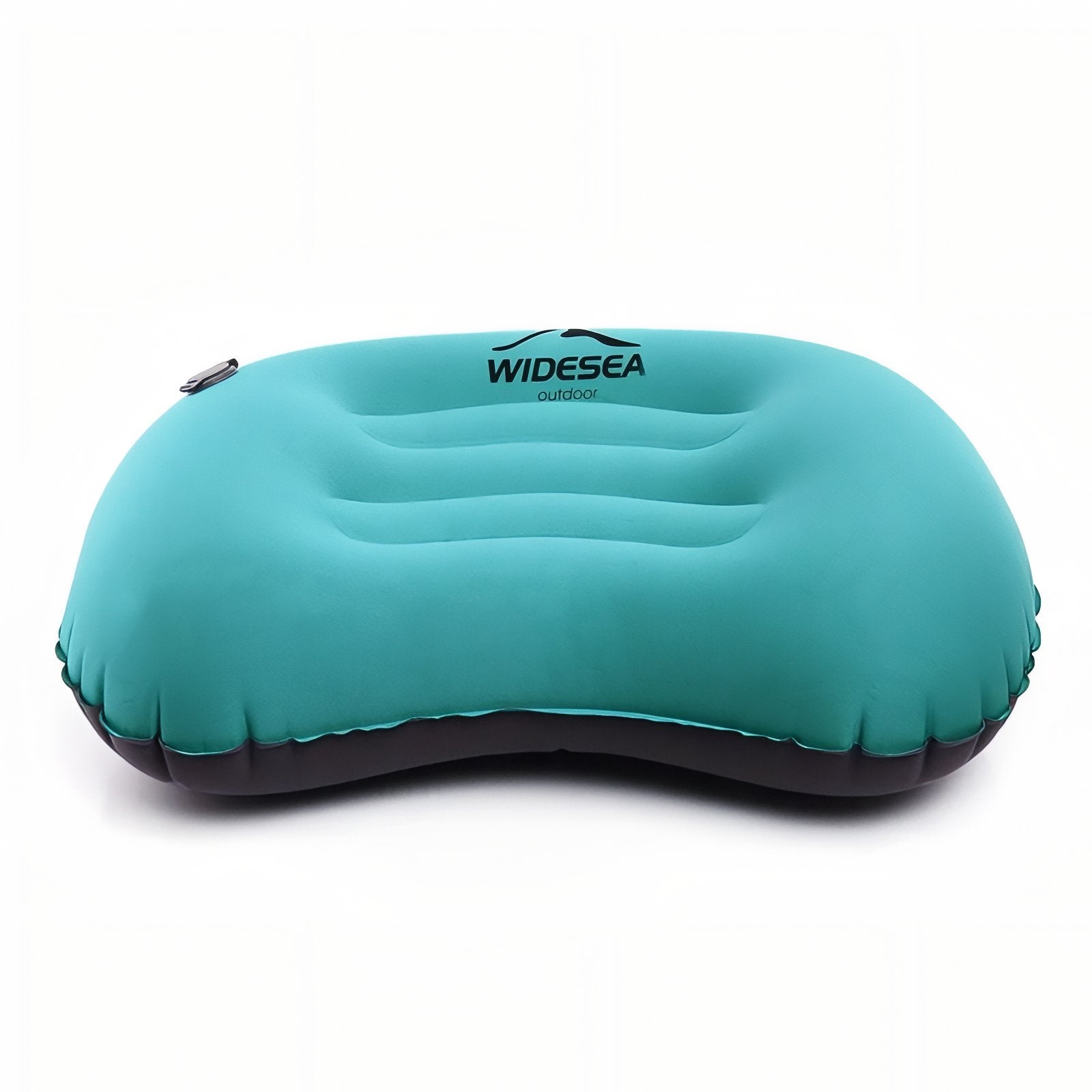 Coussin Camping Gonflable vue de face - Turquoise et Noir