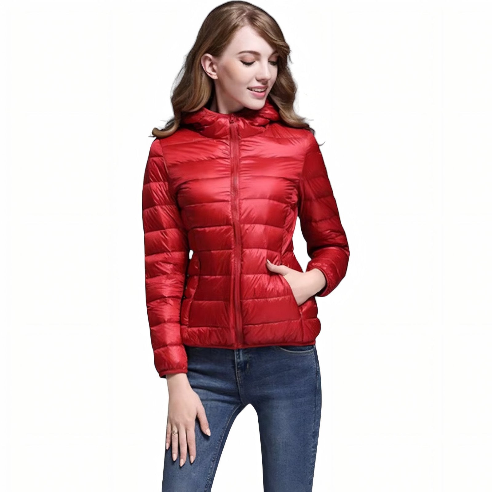 Doudoune Randonnée Compressible Femme portée à la main - Rose Poudré - Bleu Marine - Bleu Marine (sans capuche) - Orange - Beige - Beige (sans capuche) - Vert Menthe - Vert Menthe (sans capuche) - Rose - Bleu - Violet - Violet (sans capuche) - Rouge - Rouge (sans capuche) - Noir - Noir (sans capuche) - Bordeaux - Bordeaux (sans capuche)