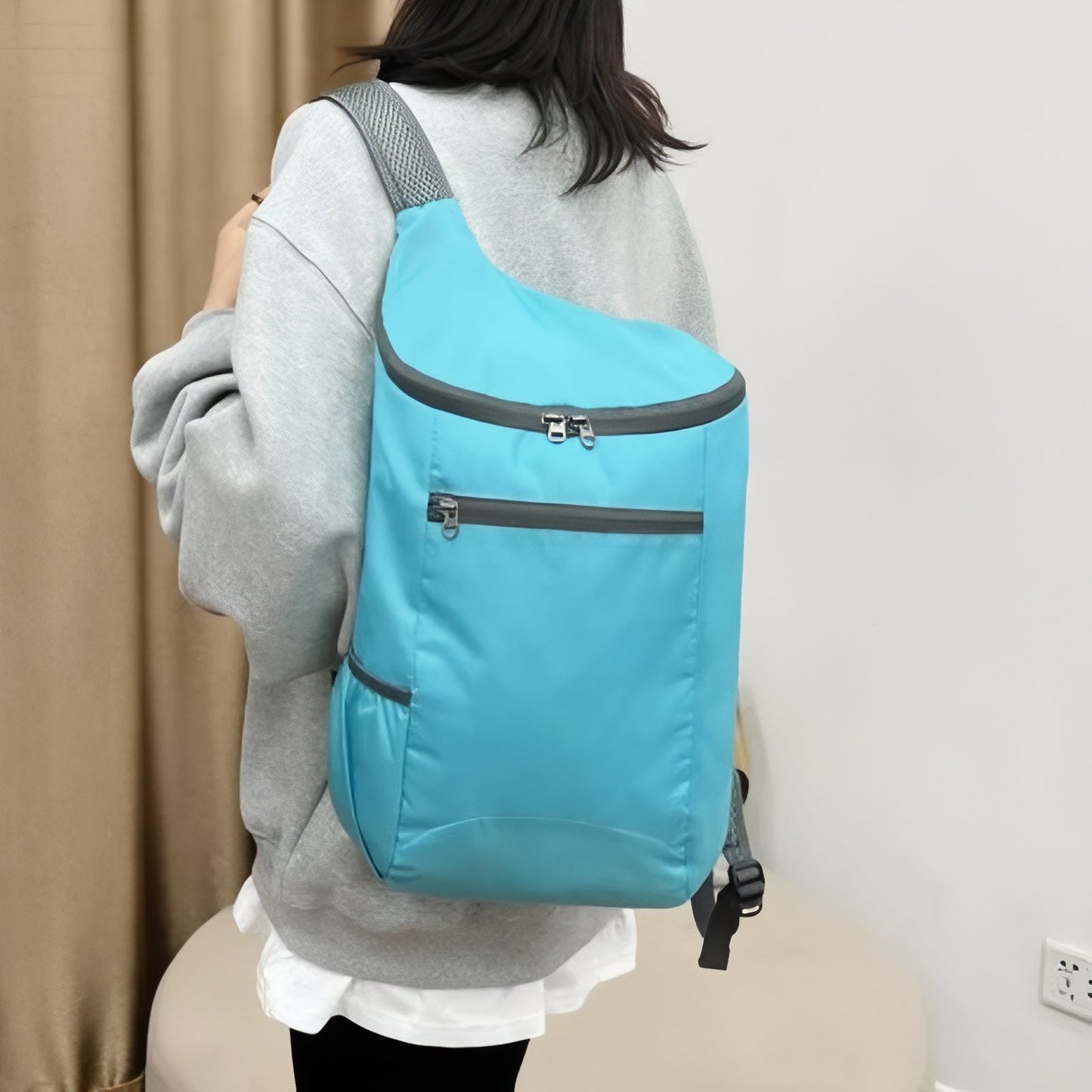 Sac à Dos Pliable Waterproof portée sur l'épaule - Noir 1 - Noir 2 - Bleu - Fushia - Gris - Bleu ciel - Vert fluo