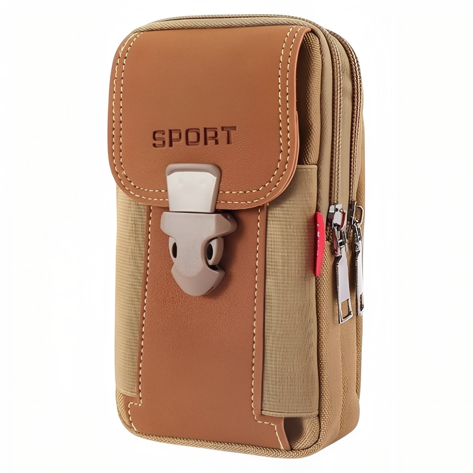 Sacoche Ceinture Randonnée - Marron Camel - Vertical