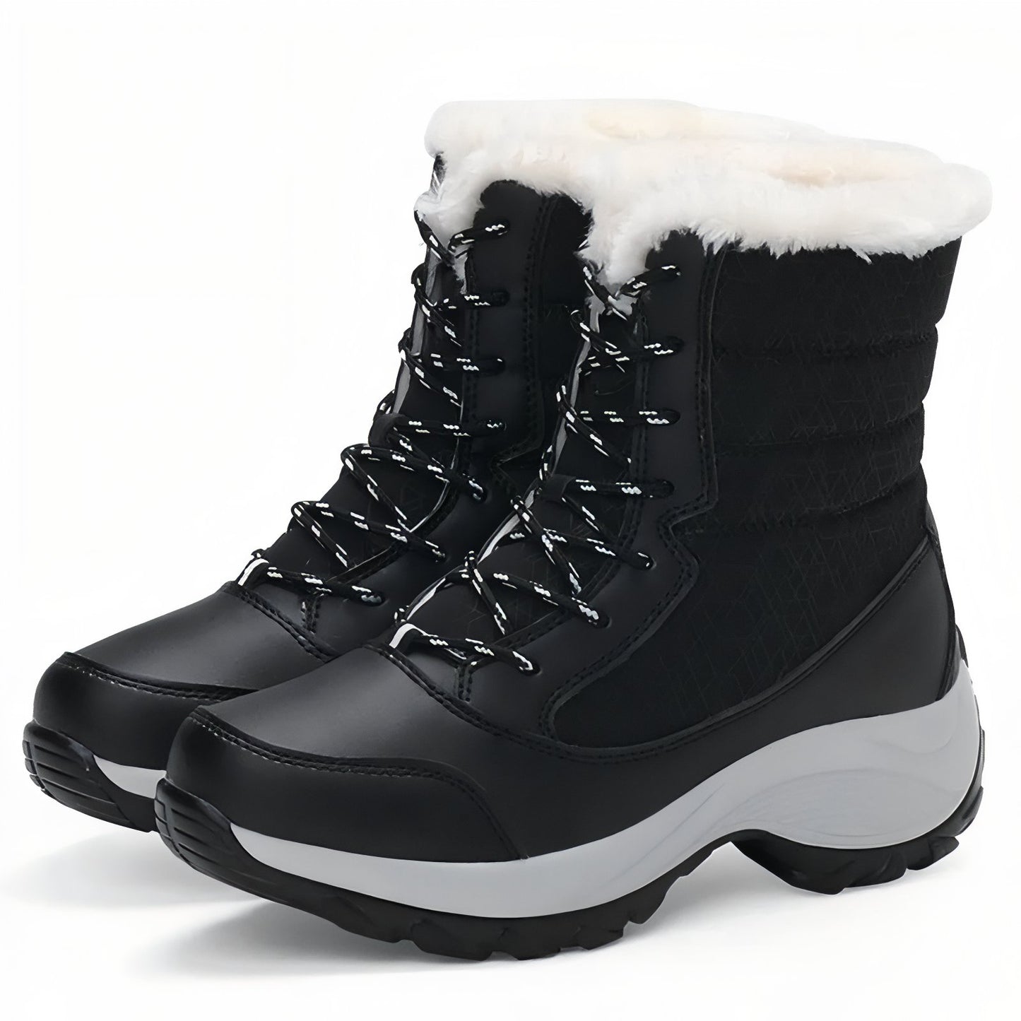 Bottes Randonnée Neige Femme - Noir et Blanc