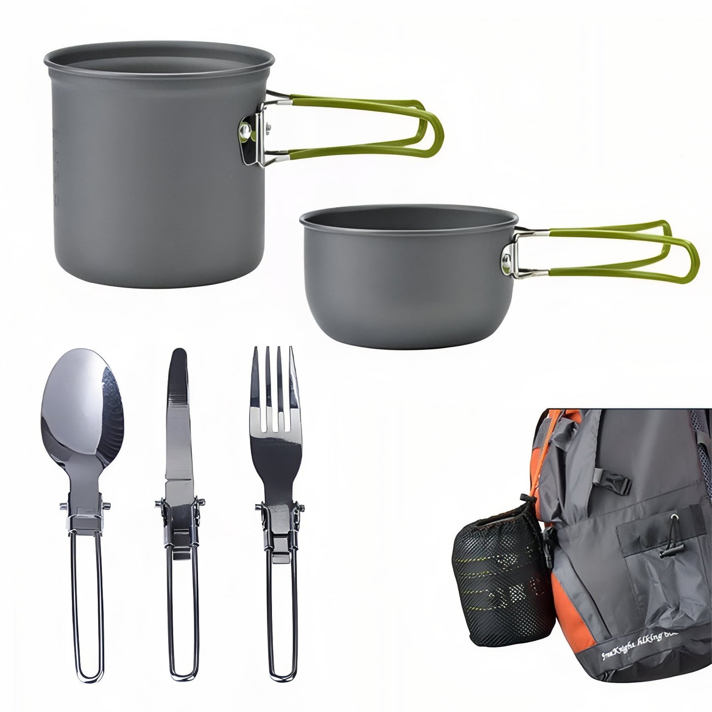 Popote Randonnée 1 Personne casseroles et couverts - Ensemble Popotes et Couverts