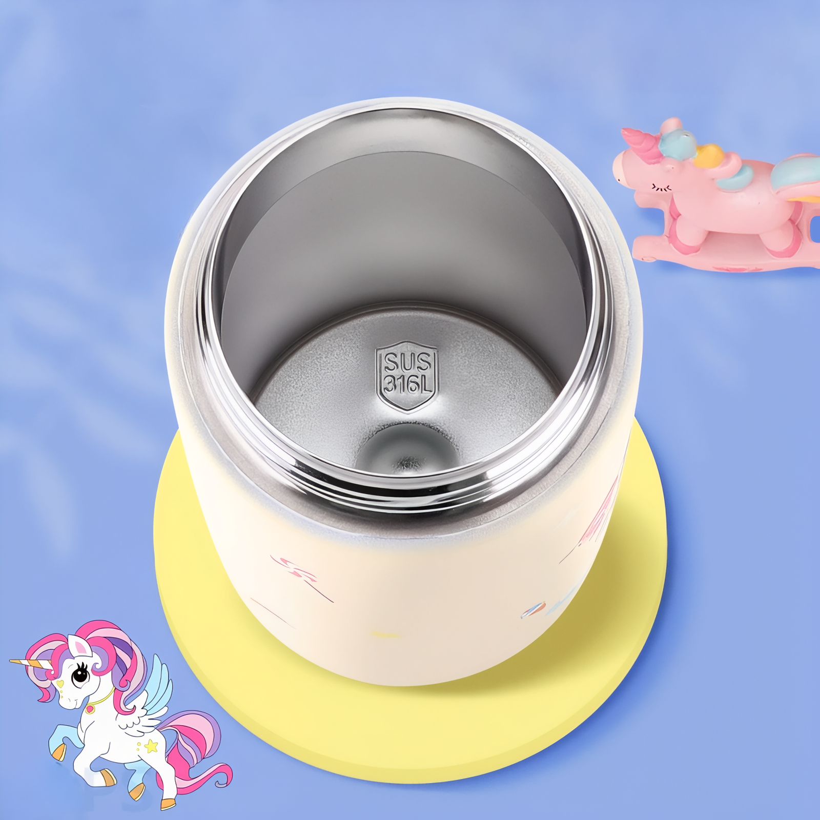 Gourde Enfant Lion 400ML vue intérieure - Bleu Ciel et Crème