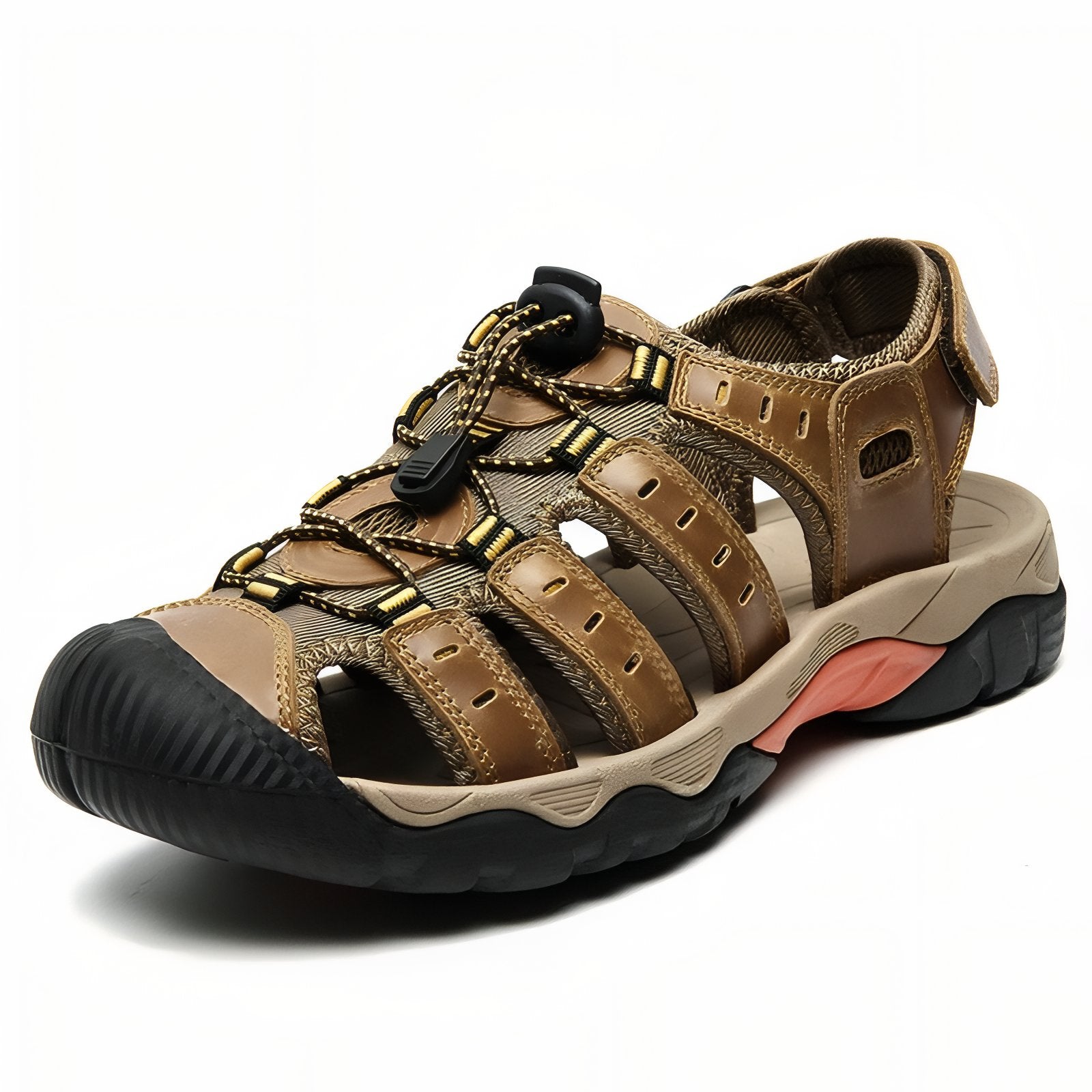 Sandales Randonnée Cuir Homme - Marron Clair
