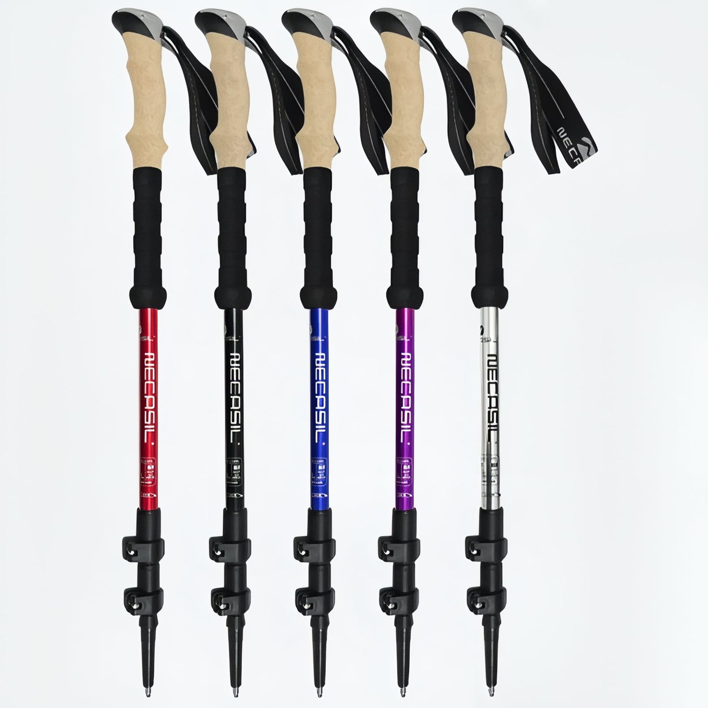 Bâton de Randonnée Ultra Léger 135CM cinq bâtons alignés - Noir - Gris - Violet - Rouge - Bleu