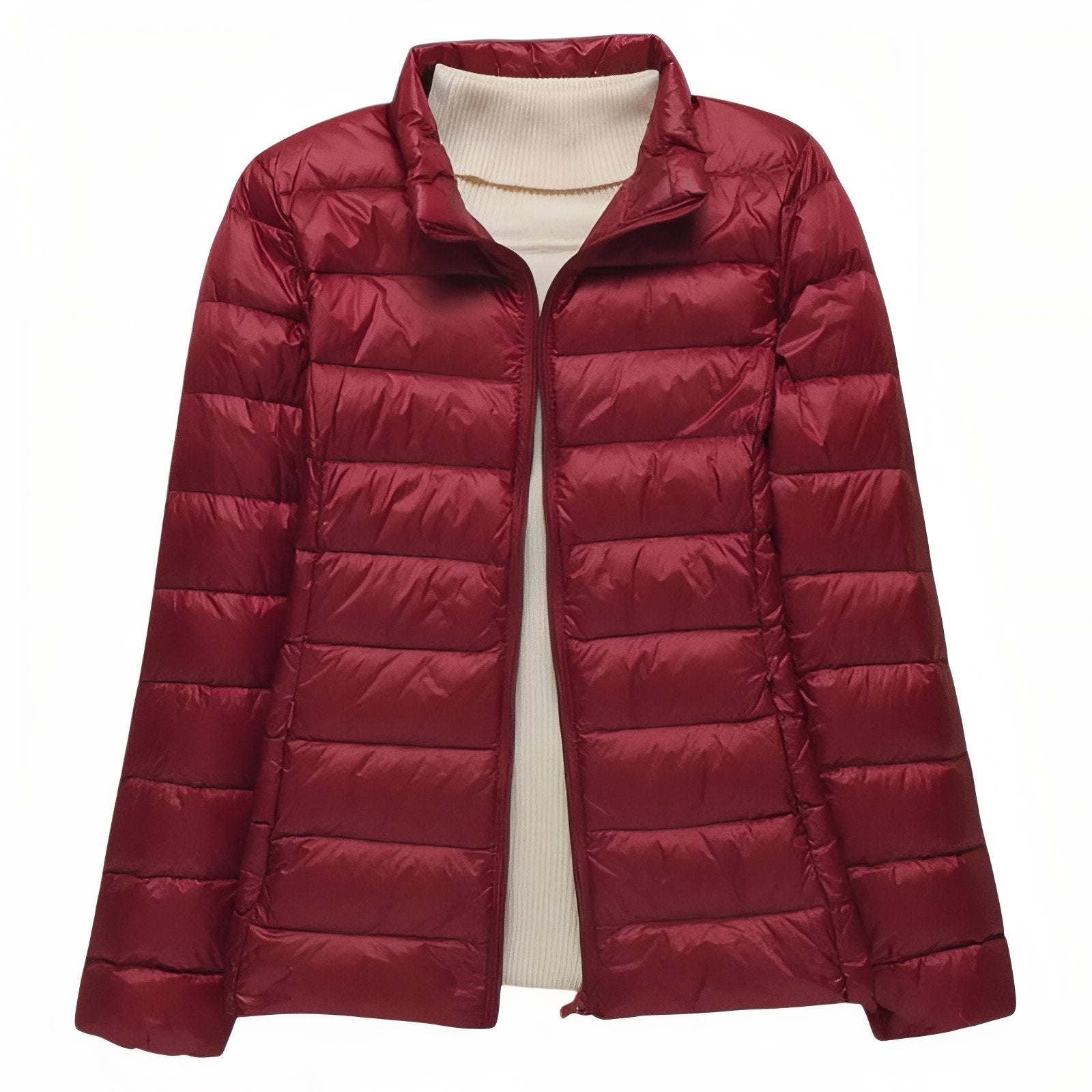 Doudoune Randonnée Compressible Femme veste ouverte - Bordeaux