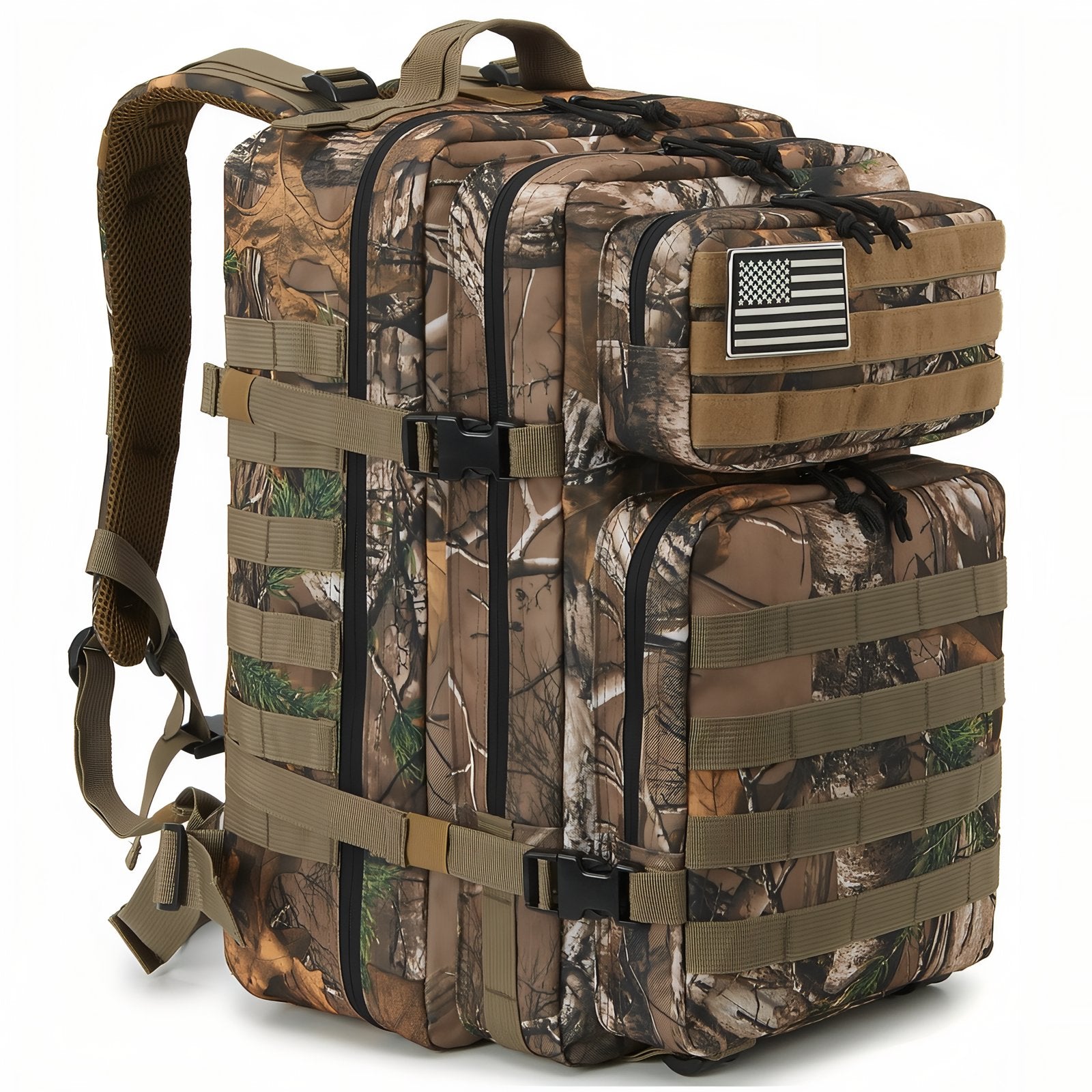 Sac à Dos Camouflage 45L - Marron et Vert Forêt