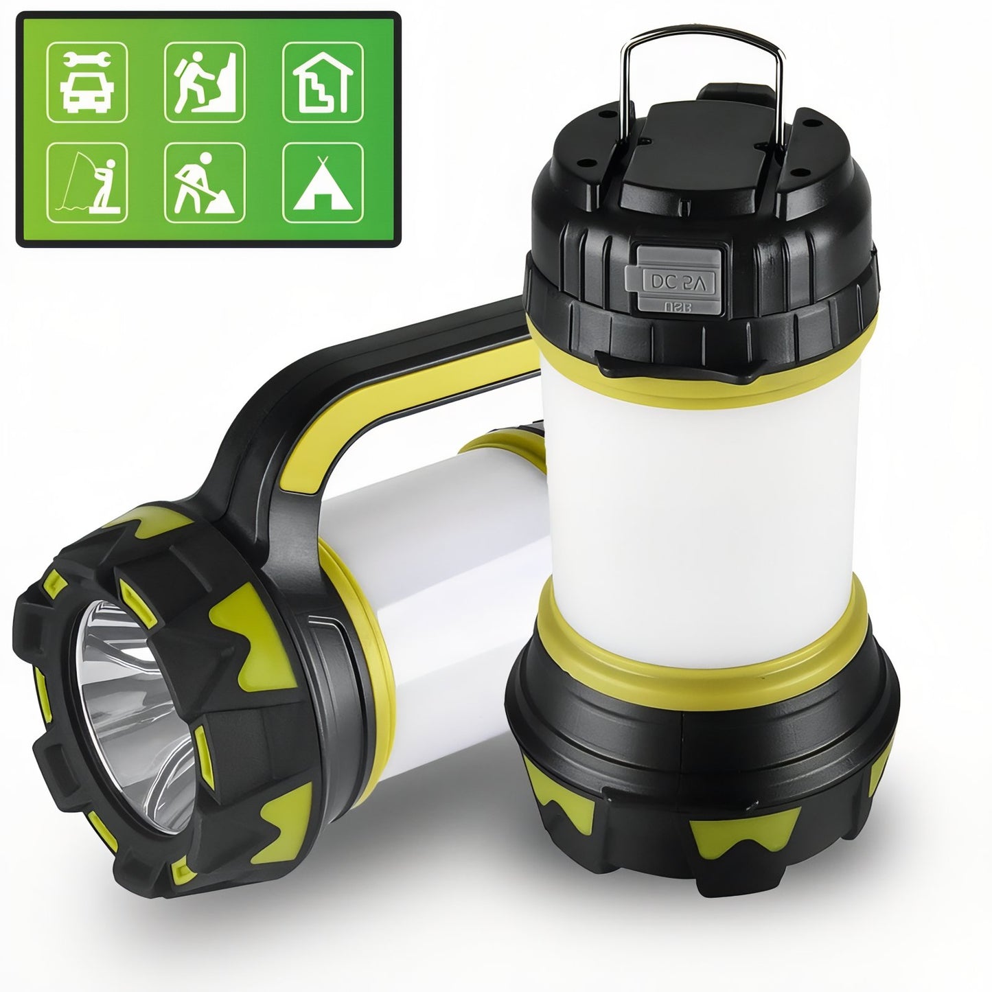 Lampe Torche Lanterne mise en situation - Jaune Fluo