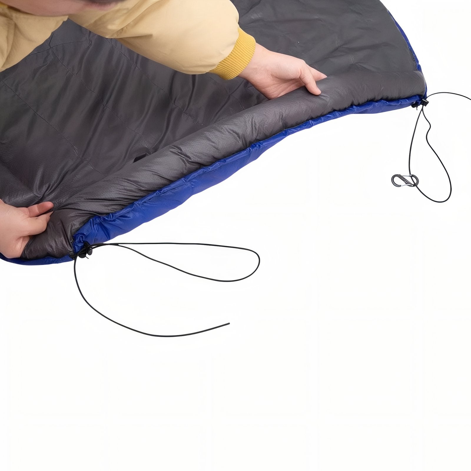 Sac De Couchage Hamac gros plan compartiment ouvert - Vert Émeraude - Noir et Gris