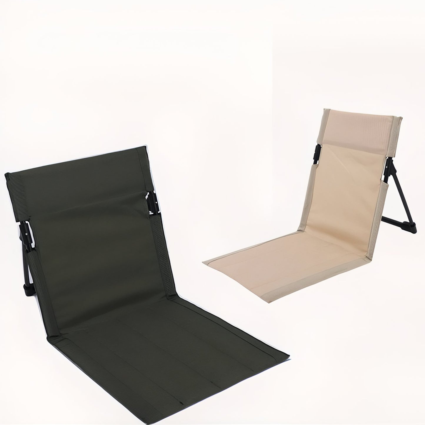 Chaise De Sol Randonnée deux chaises côte à côte - Vert Olive - Beige Clair - Marron et Beige - Noir Profond