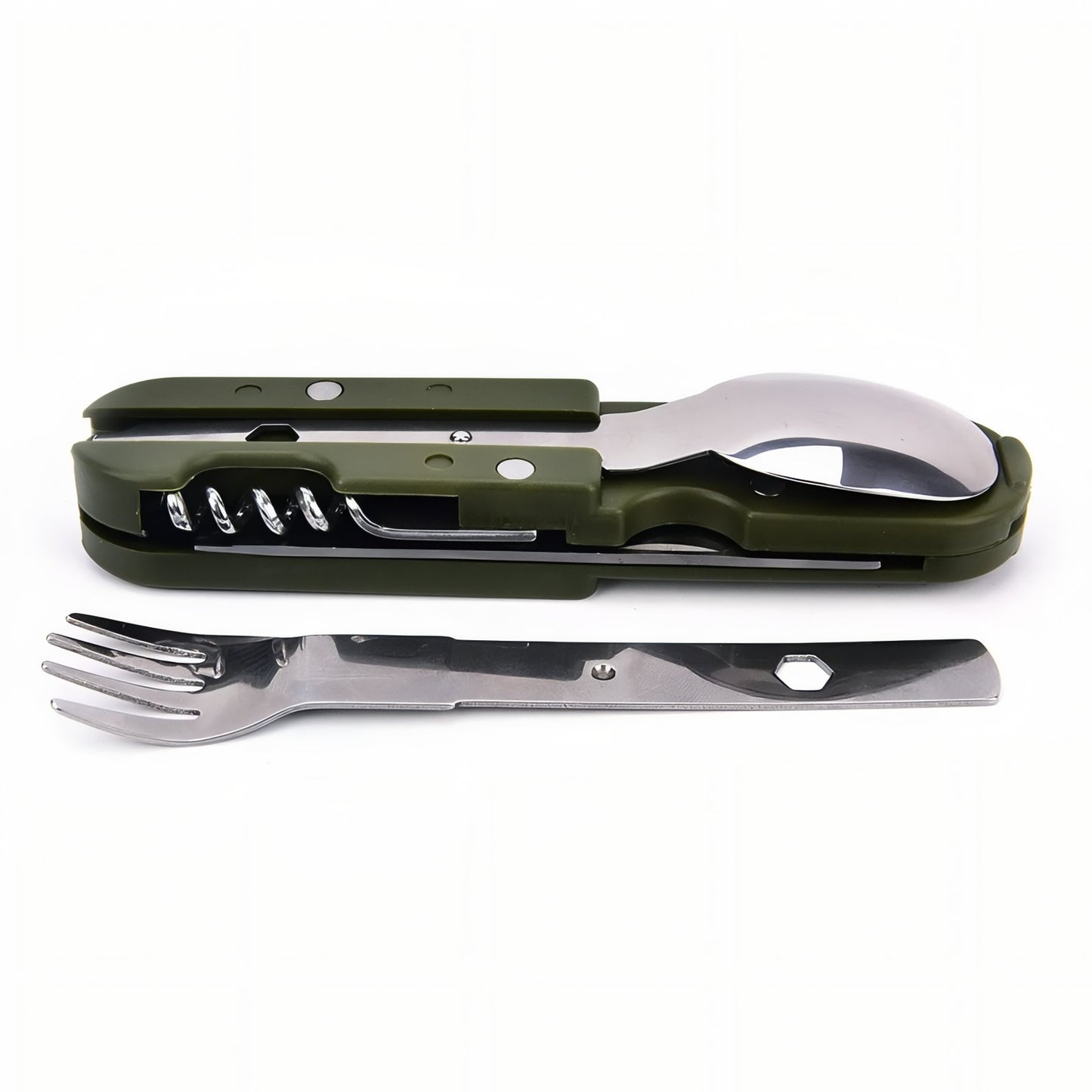Couvert Pour Randonnée couverts pliables ouverts - Vert Olive