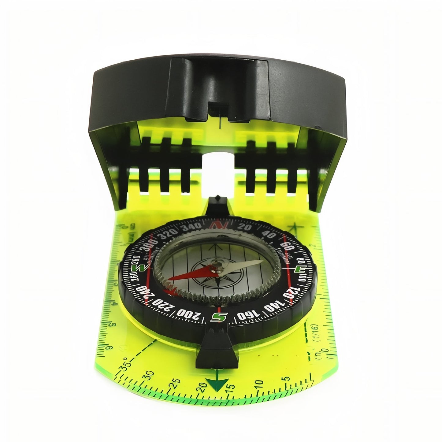 Boussole À Miroir compartiment ouvert - Jaune Fluo