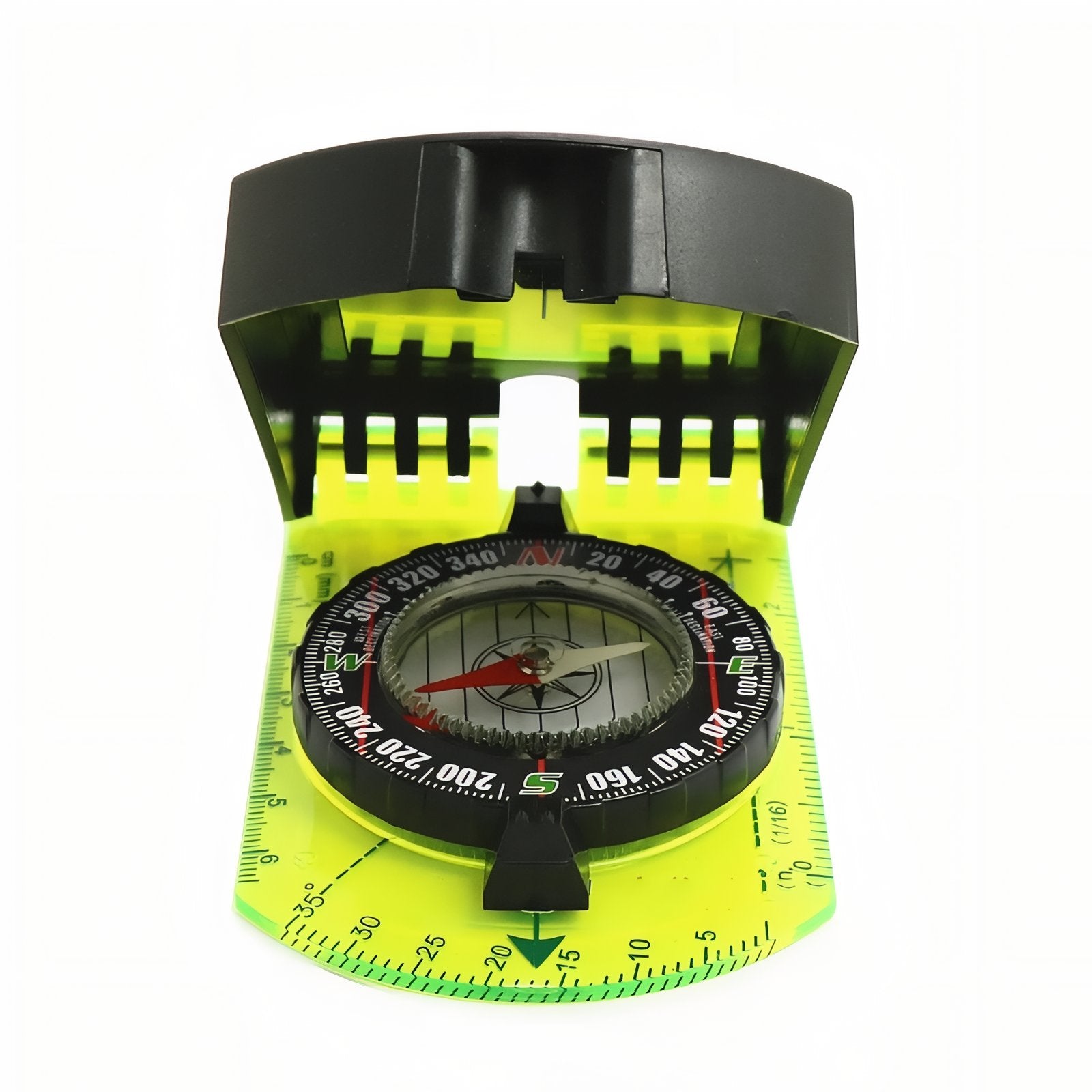 Boussole À Miroir compartiment ouvert - Jaune Fluo